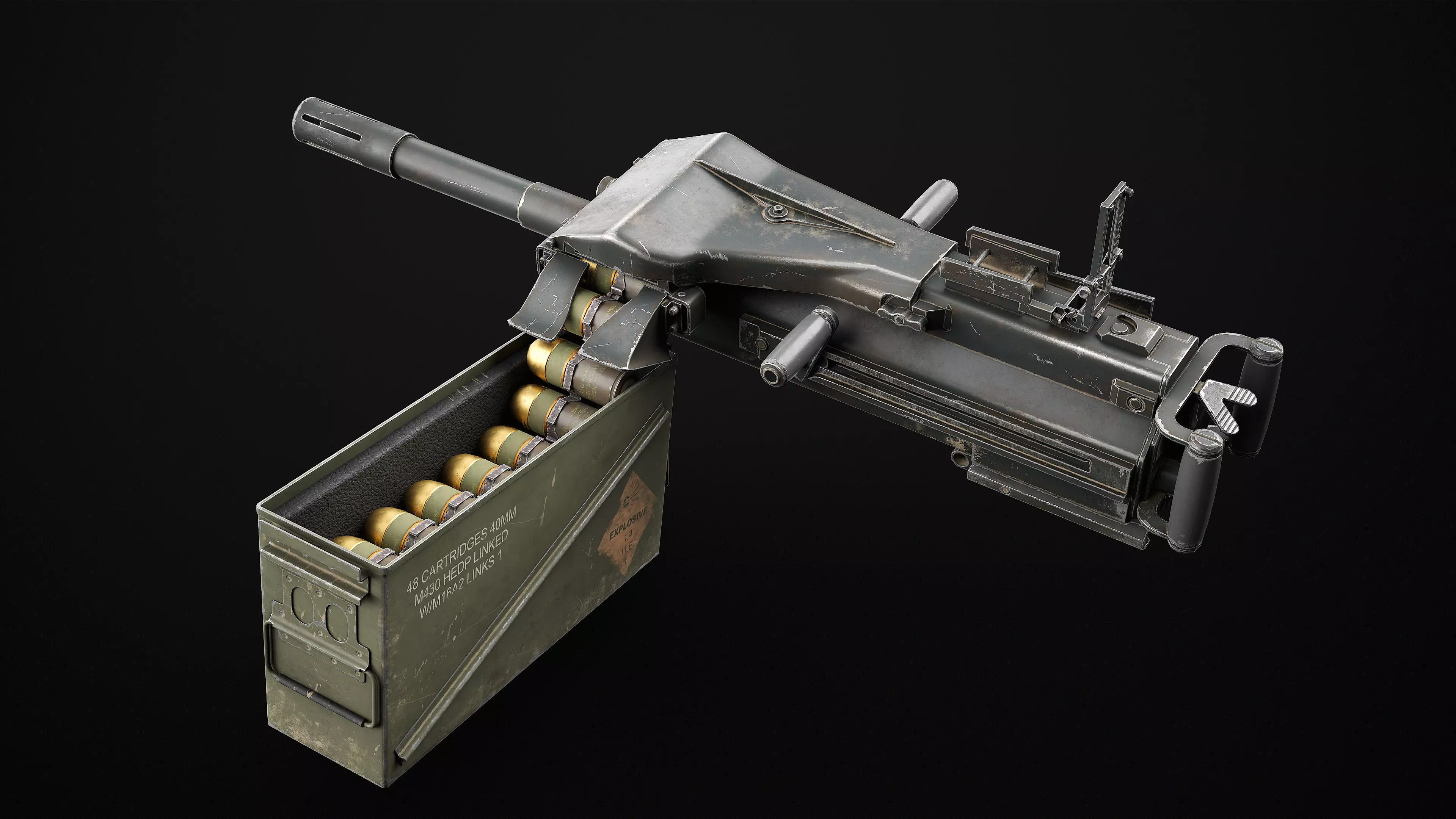 Mk 19 Grenade Launcher Game Ready Low-poly 3D model_2