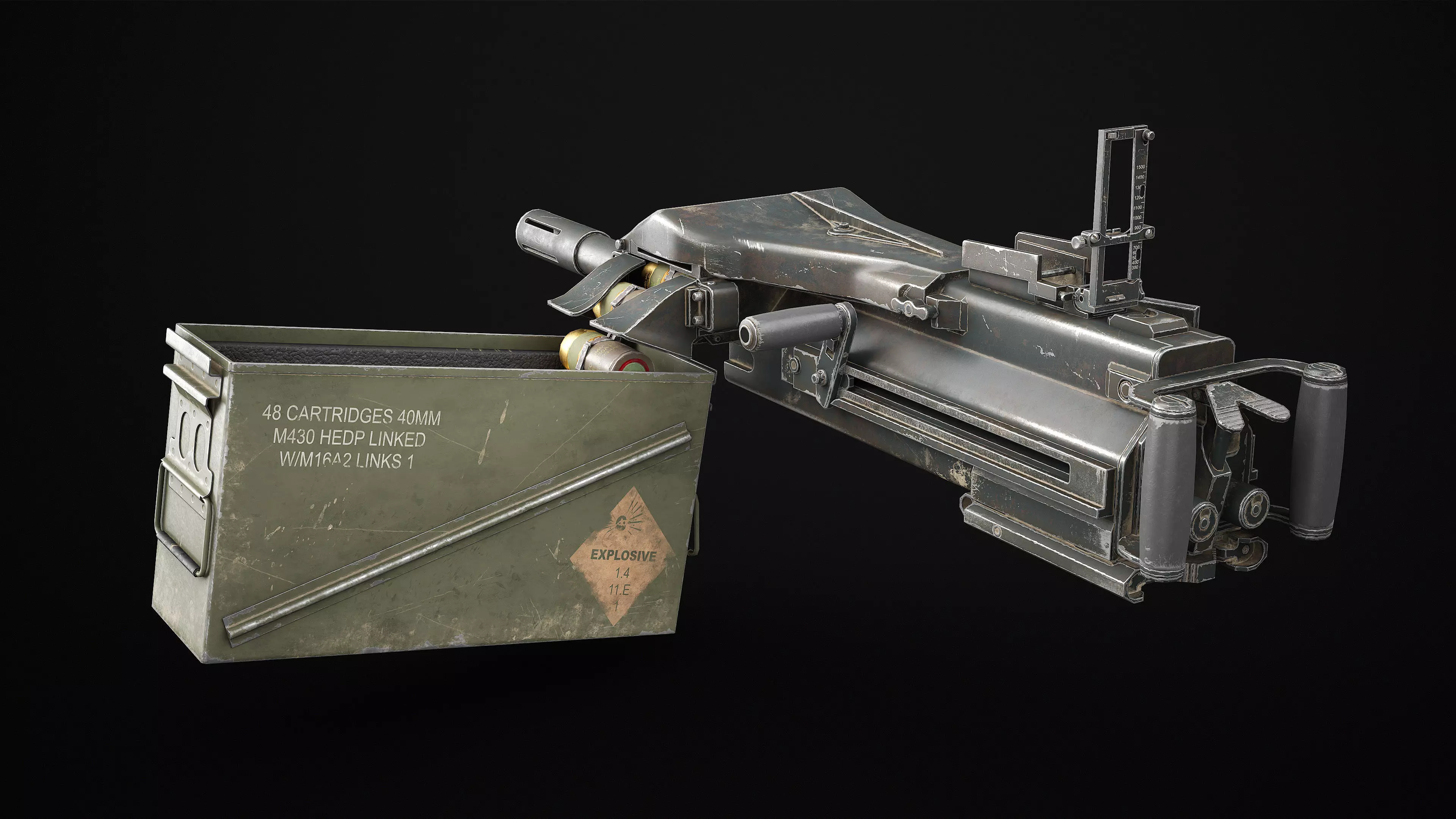 Mk 19 Grenade Launcher Game Ready Low-poly 3D model_1