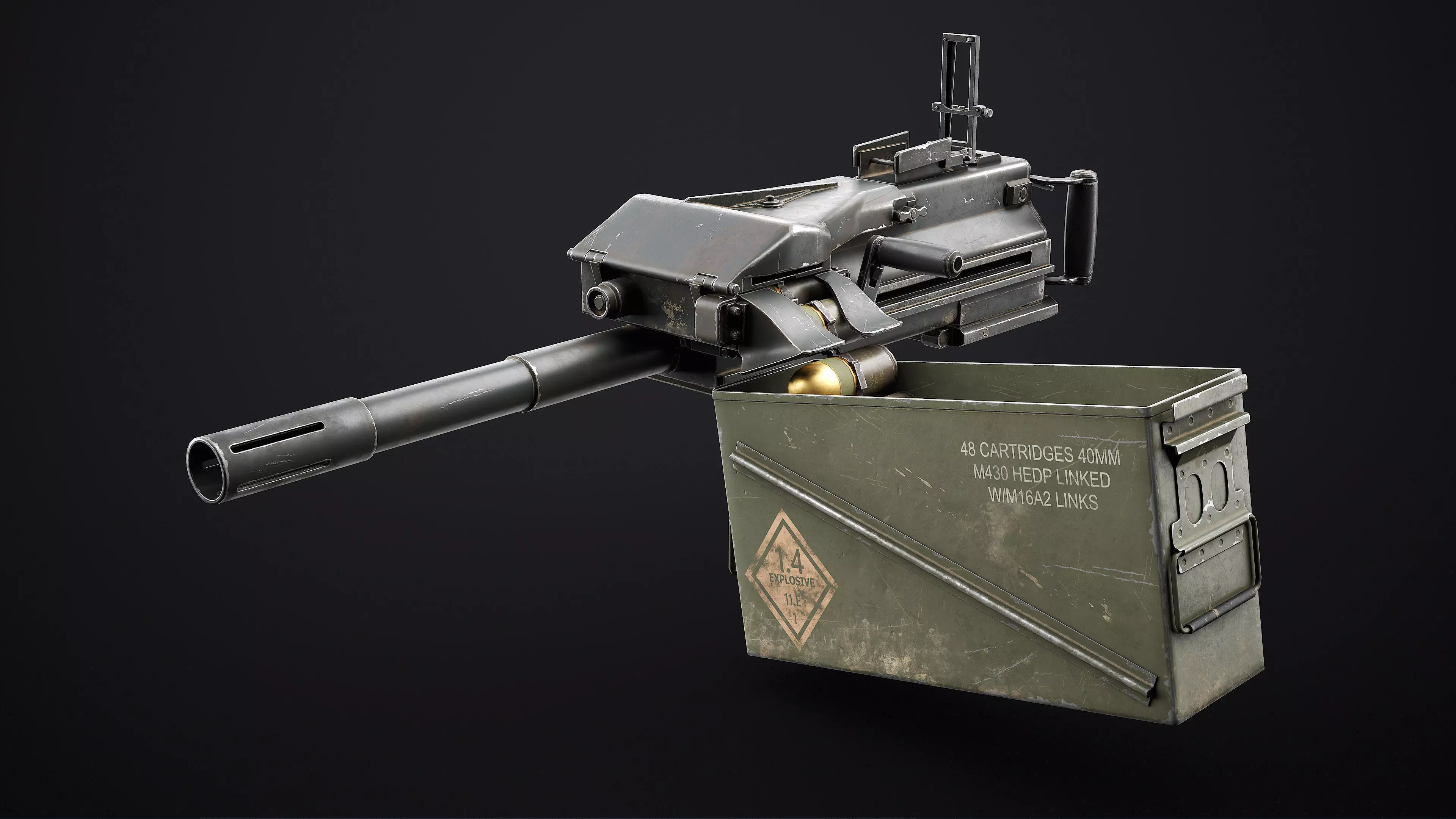 Mk 19 Grenade Launcher Game Ready Low-poly 3D model_0