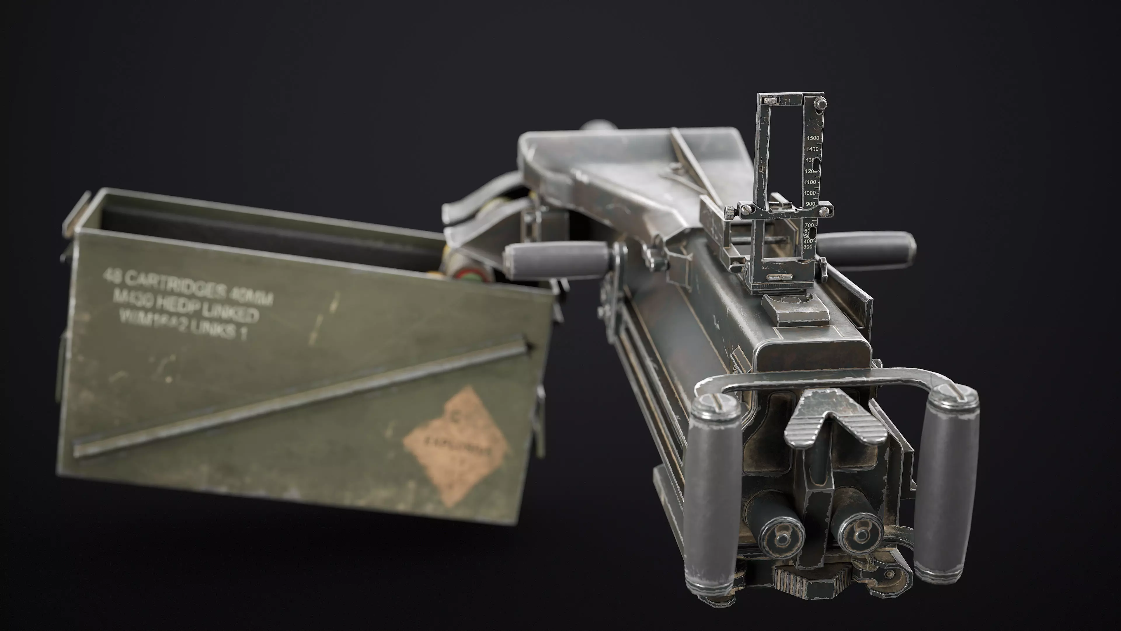 Mk 19 Grenade Launcher Game Ready Low-poly 3D model_5