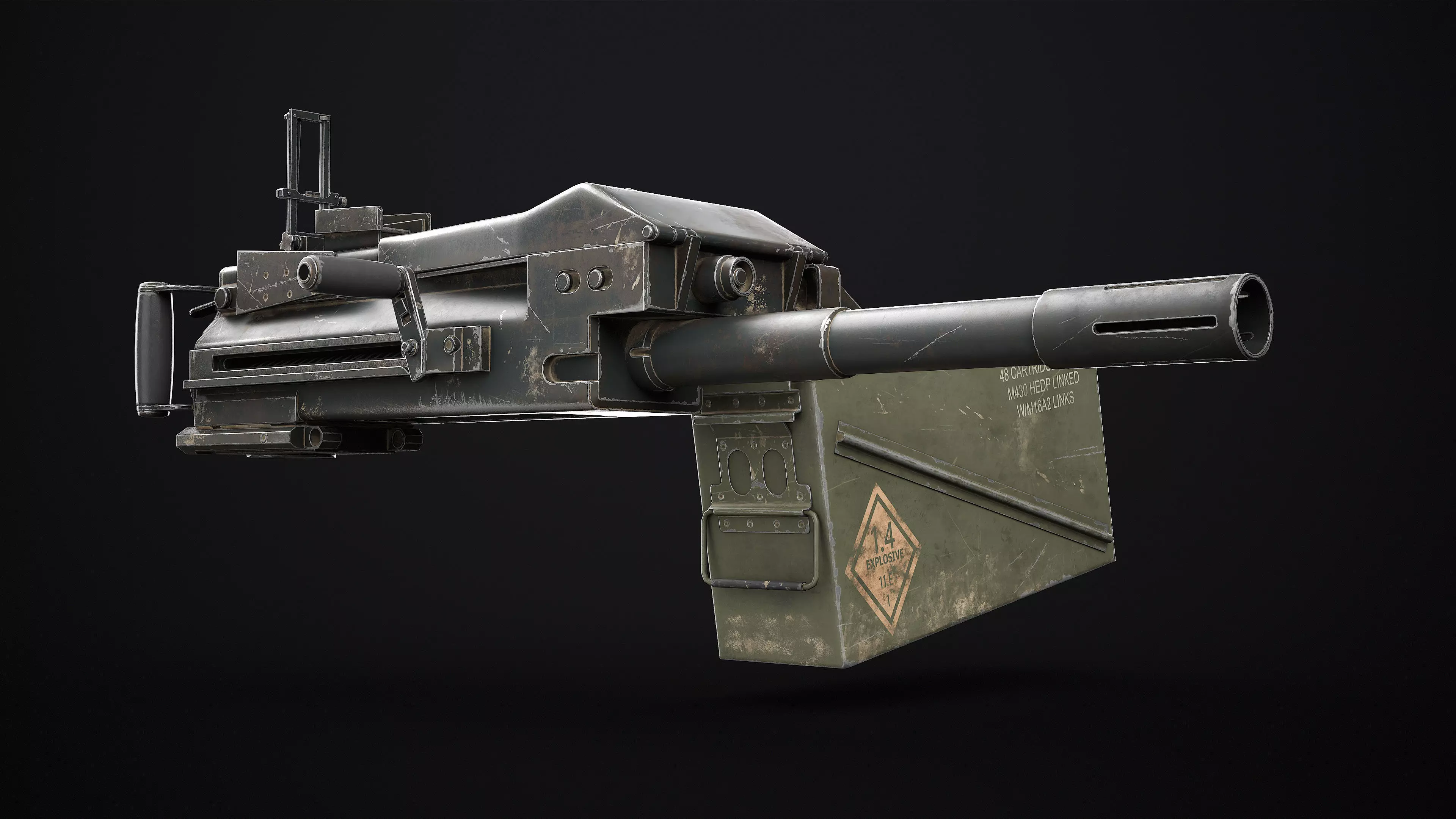 Mk 19 Grenade Launcher Game Ready Low-poly 3D model_4