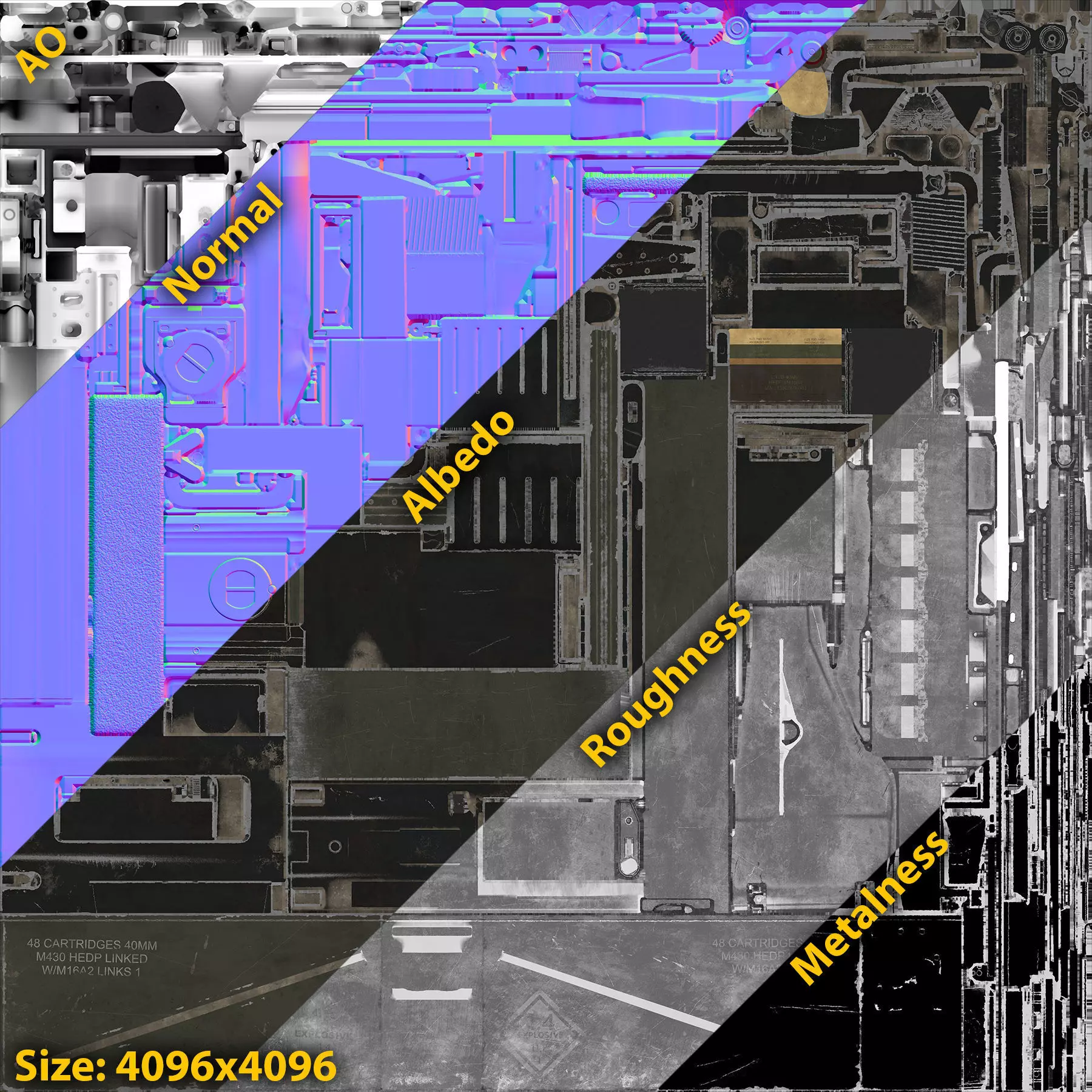 Mk 19 Grenade Launcher Game Ready Low-poly 3D model_9