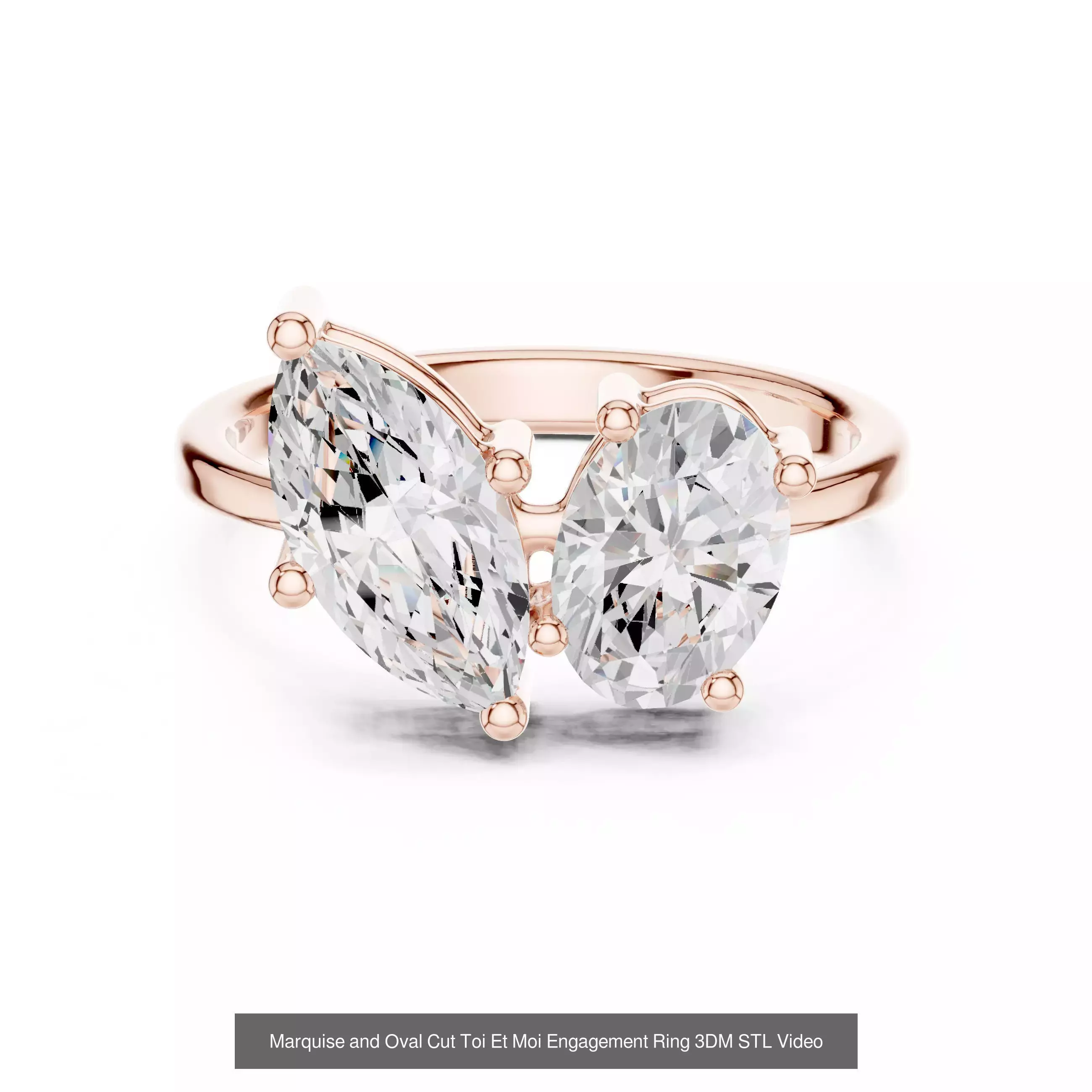 13 Toi Et Moi Diamond Rings 3DM STL OBJ FBX 3 Color Video 3D Model Collection_13