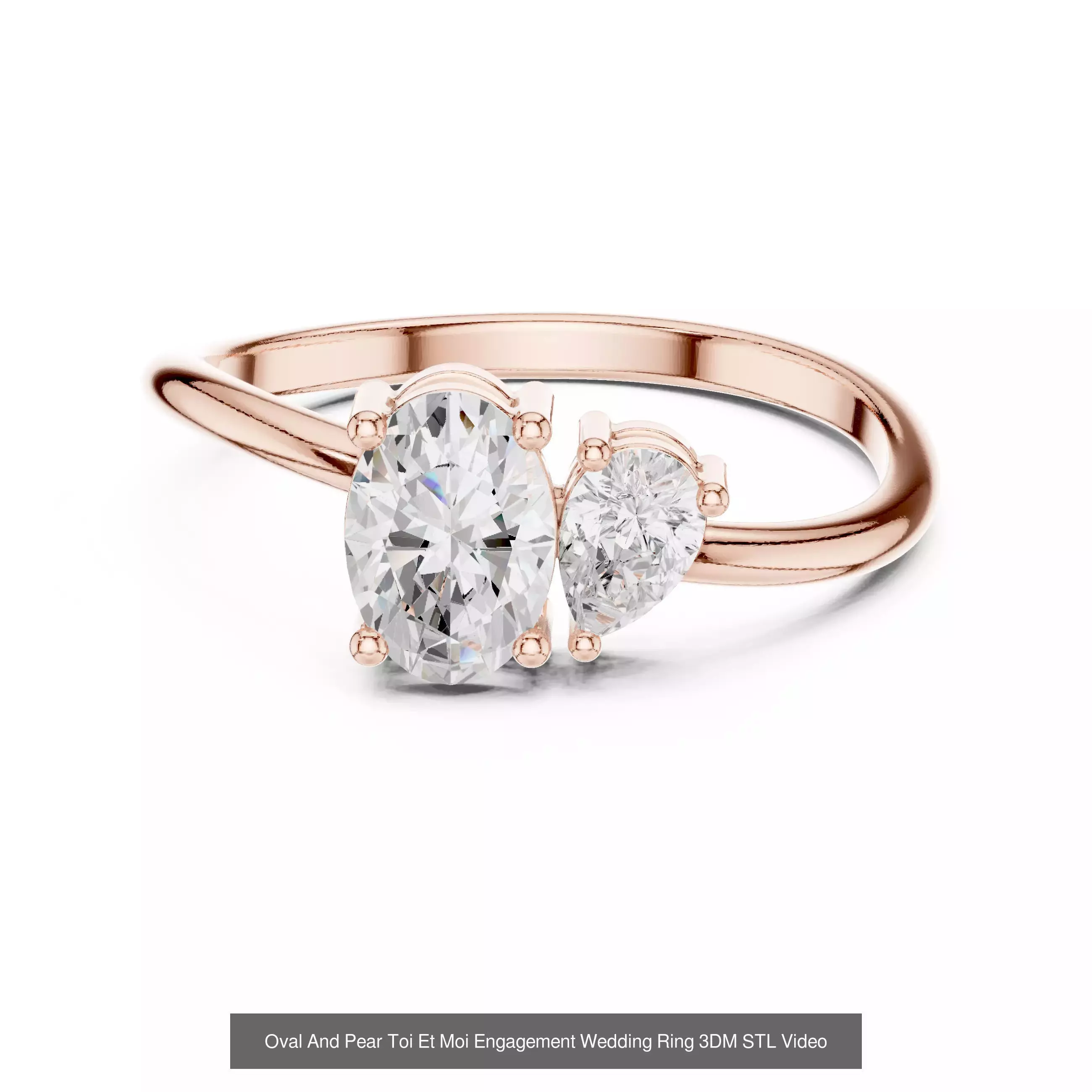 13 Toi Et Moi Diamond Rings 3DM STL OBJ FBX 3 Color Video 3D Model Collection_3