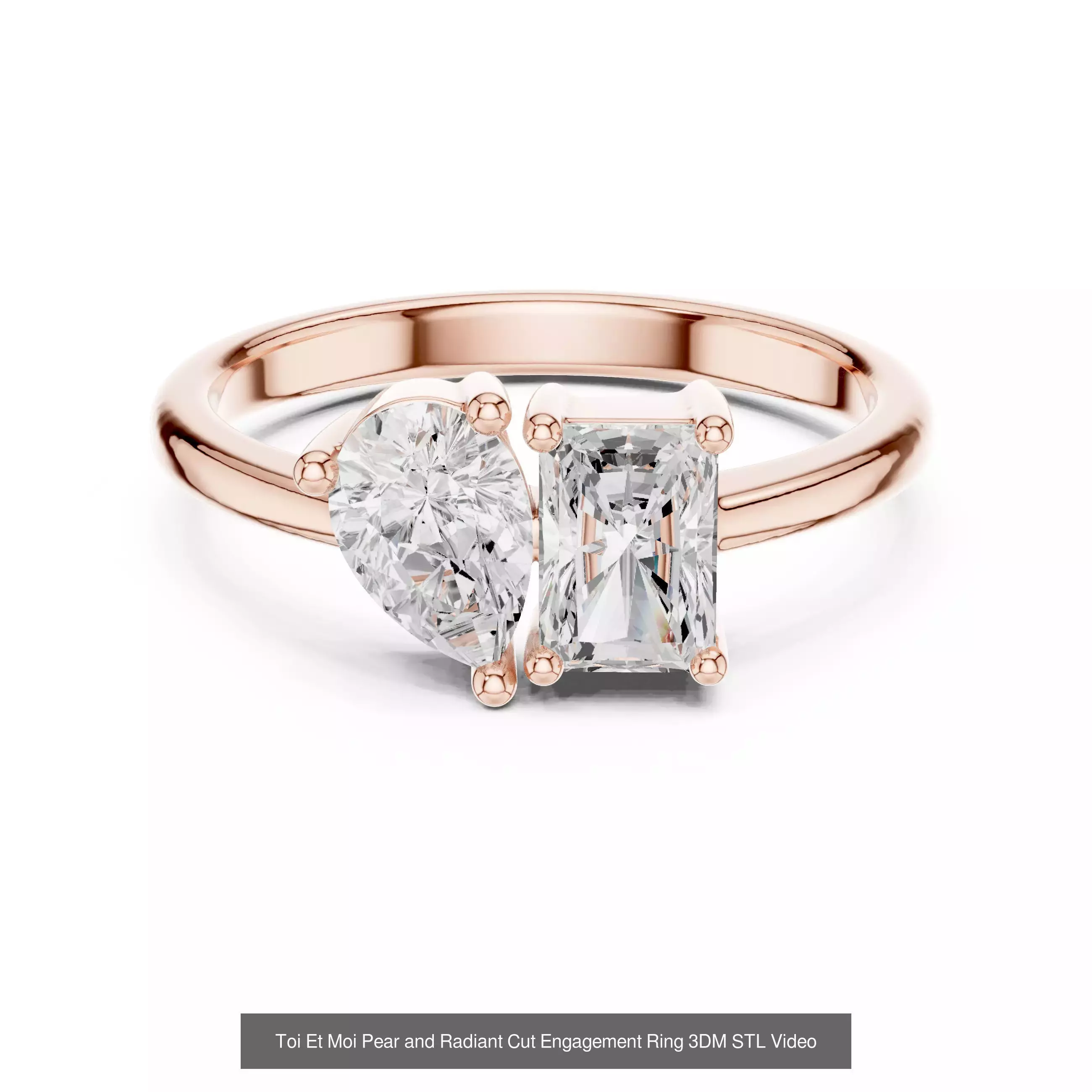 13 Toi Et Moi Diamond Rings 3DM STL OBJ FBX 3 Color Video 3D Model Collection_12