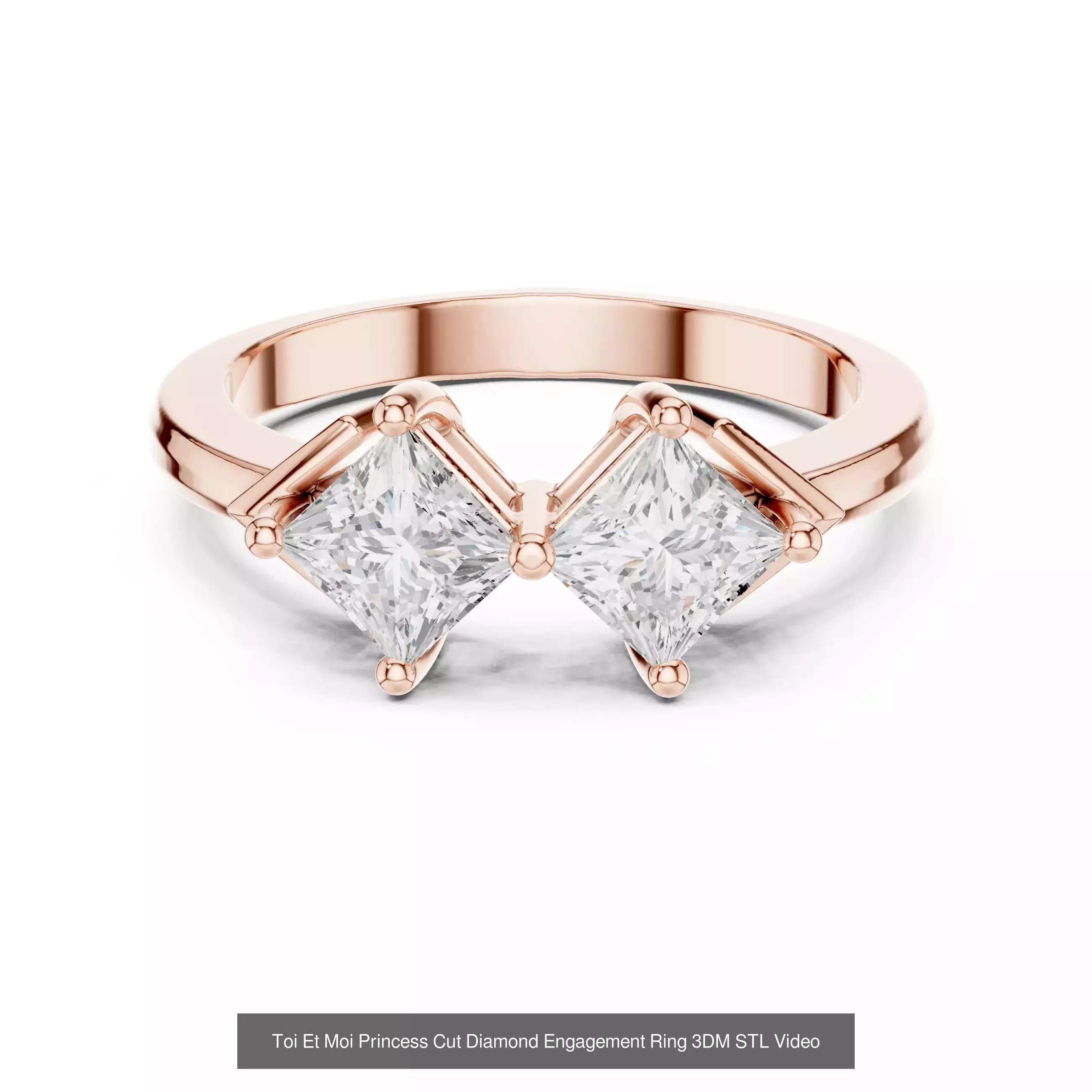 13 Toi Et Moi Diamond Rings 3DM STL OBJ FBX 3 Color Video 3D Model Collection_7