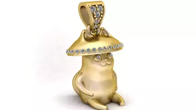 Gold Cat Pendant 3D PRINTABLE MODEL 