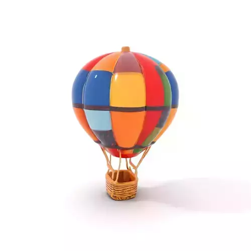 Patchwork Hot Air Balloon model pack Low-poly 3D model