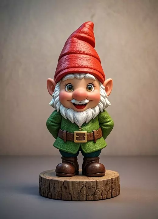 2251 Fairy Tale Gnome Color Full Body Figurine on Base 3D print model_1