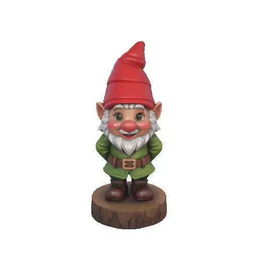 2251 Fairy Tale Gnome Color Full Body Figurine on Base 3D print model_6