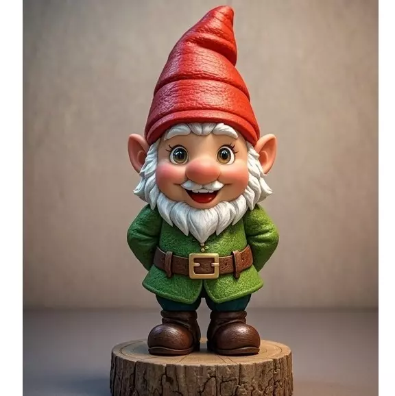 2251 Fairy Tale Gnome Color Full Body Figurine on Base 3D print model_5