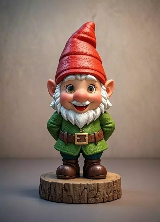 2251 Fairy Tale Gnome Color Full Body Figurine on Base 3D print model_0