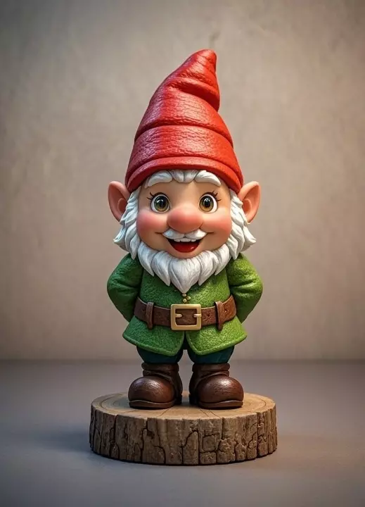 2251 Fairy Tale Gnome Color Full Body Figurine on Base 3D print model_2
