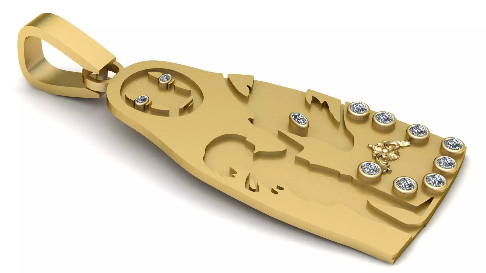 3D Gold Pendant 3D Printable Model 3D print model_1