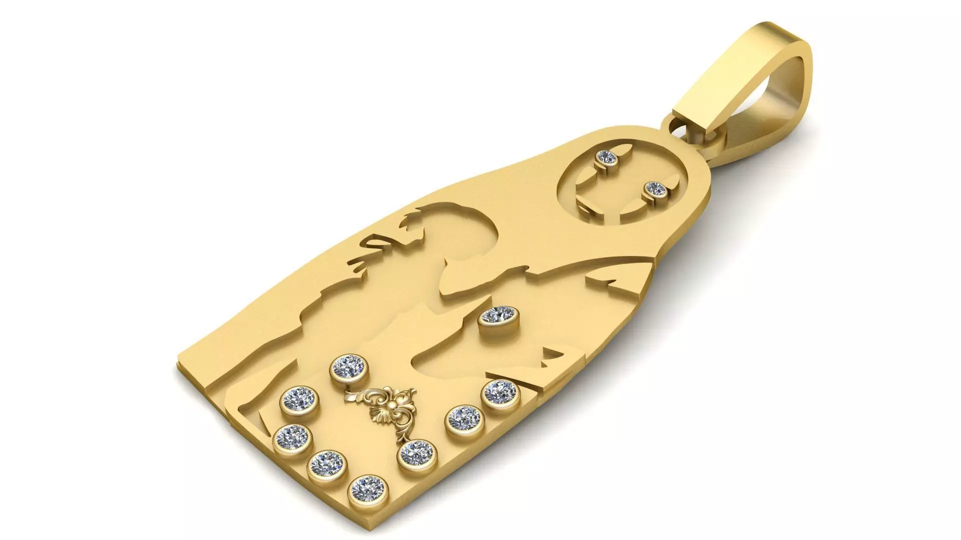 3D Gold Pendant 3D Printable Model 3D print model_2