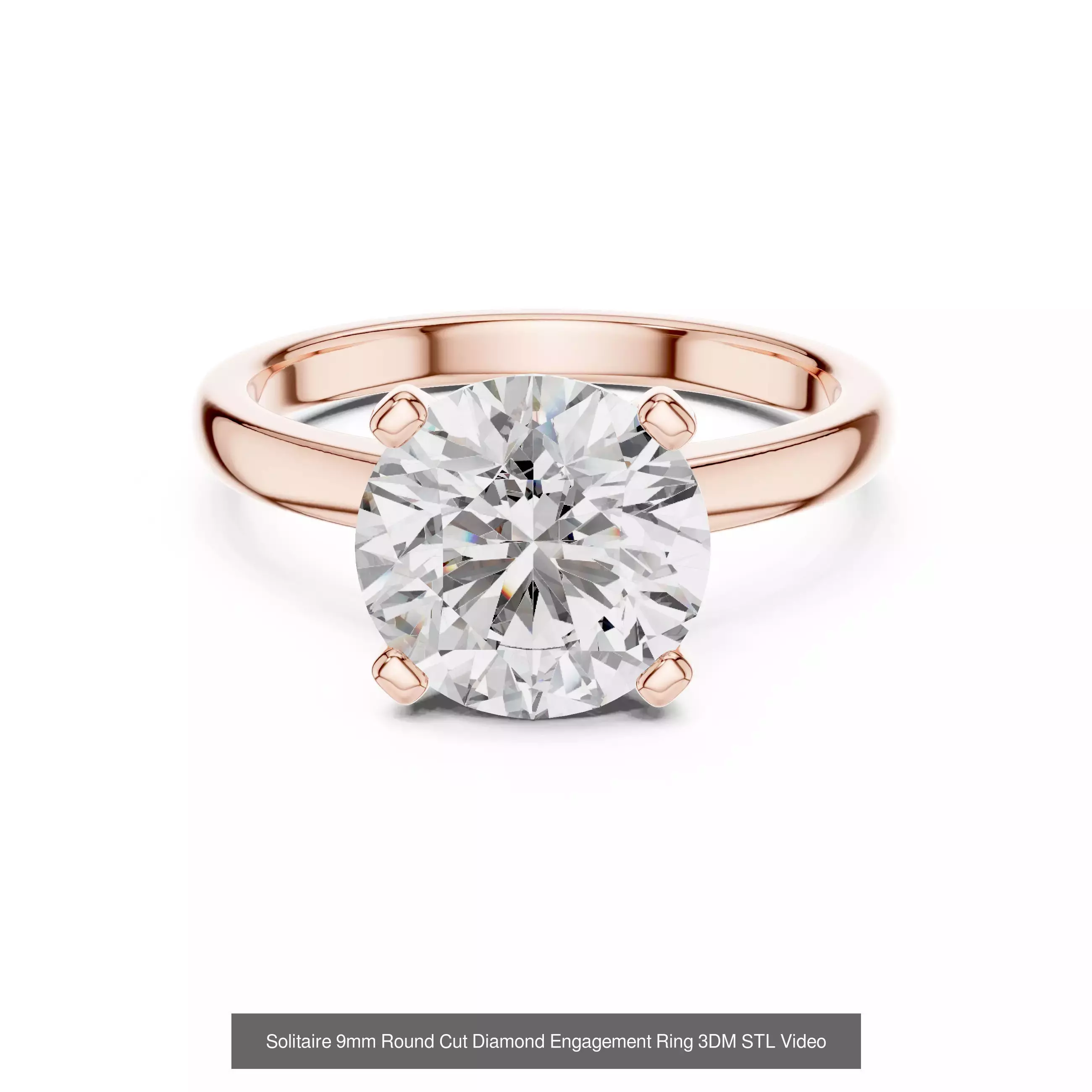 237 Solitaire Diamond Ring 3DM STL OBJ FBX 3 Color Render Video 3D Model Collection_204