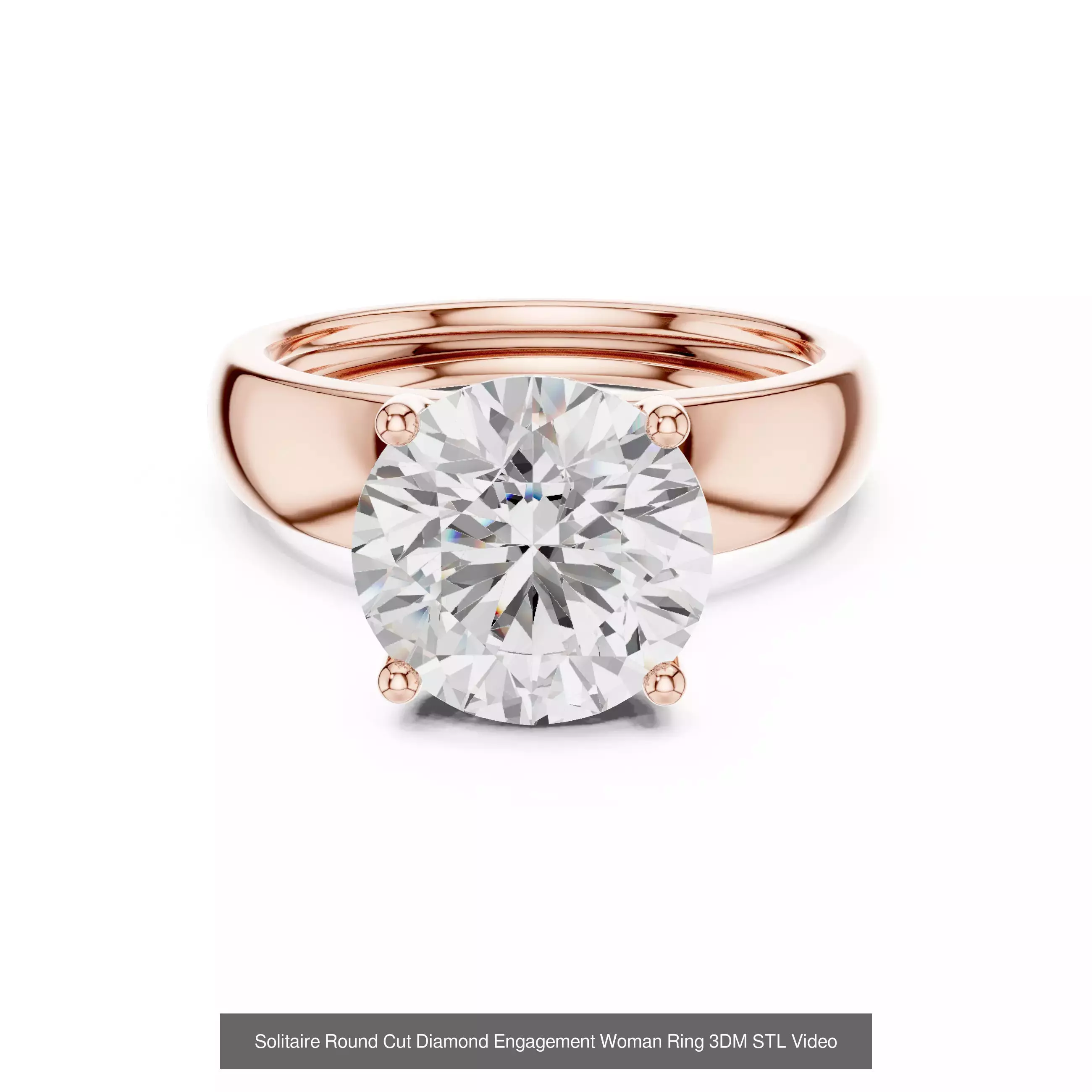 237 Solitaire Diamond Ring 3DM STL OBJ FBX 3 Color Render Video 3D Model Collection_57