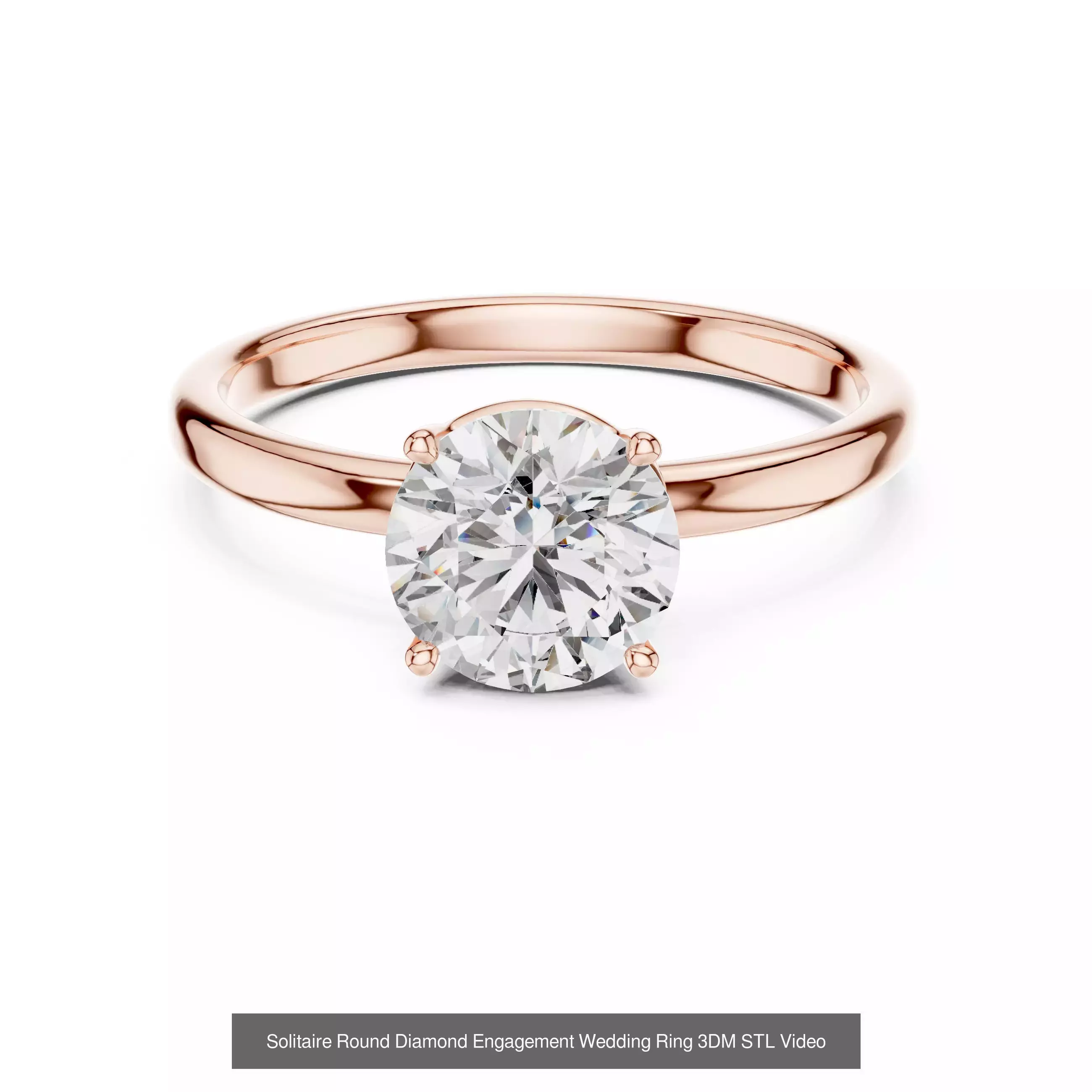 237 Solitaire Diamond Ring 3DM STL OBJ FBX 3 Color Render Video 3D Model Collection_185