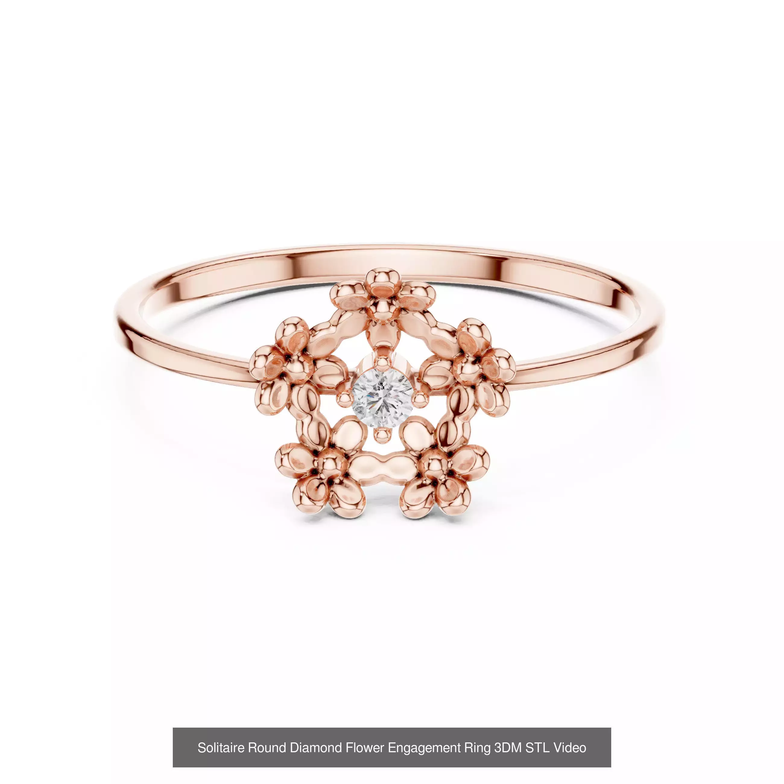 237 Solitaire Diamond Ring 3DM STL OBJ FBX 3 Color Render Video 3D Model Collection_31