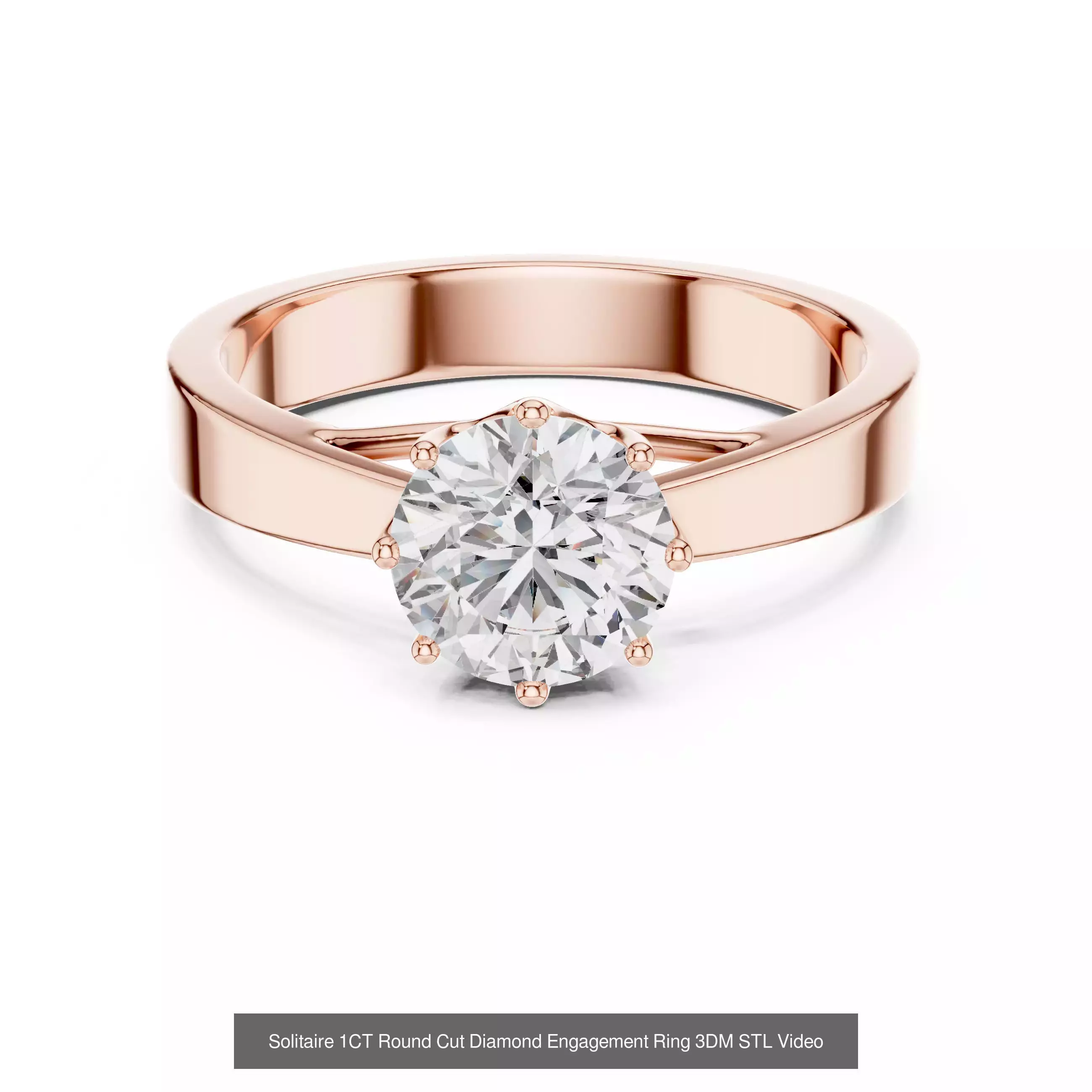 237 Solitaire Diamond Ring 3DM STL OBJ FBX 3 Color Render Video 3D Model Collection_166