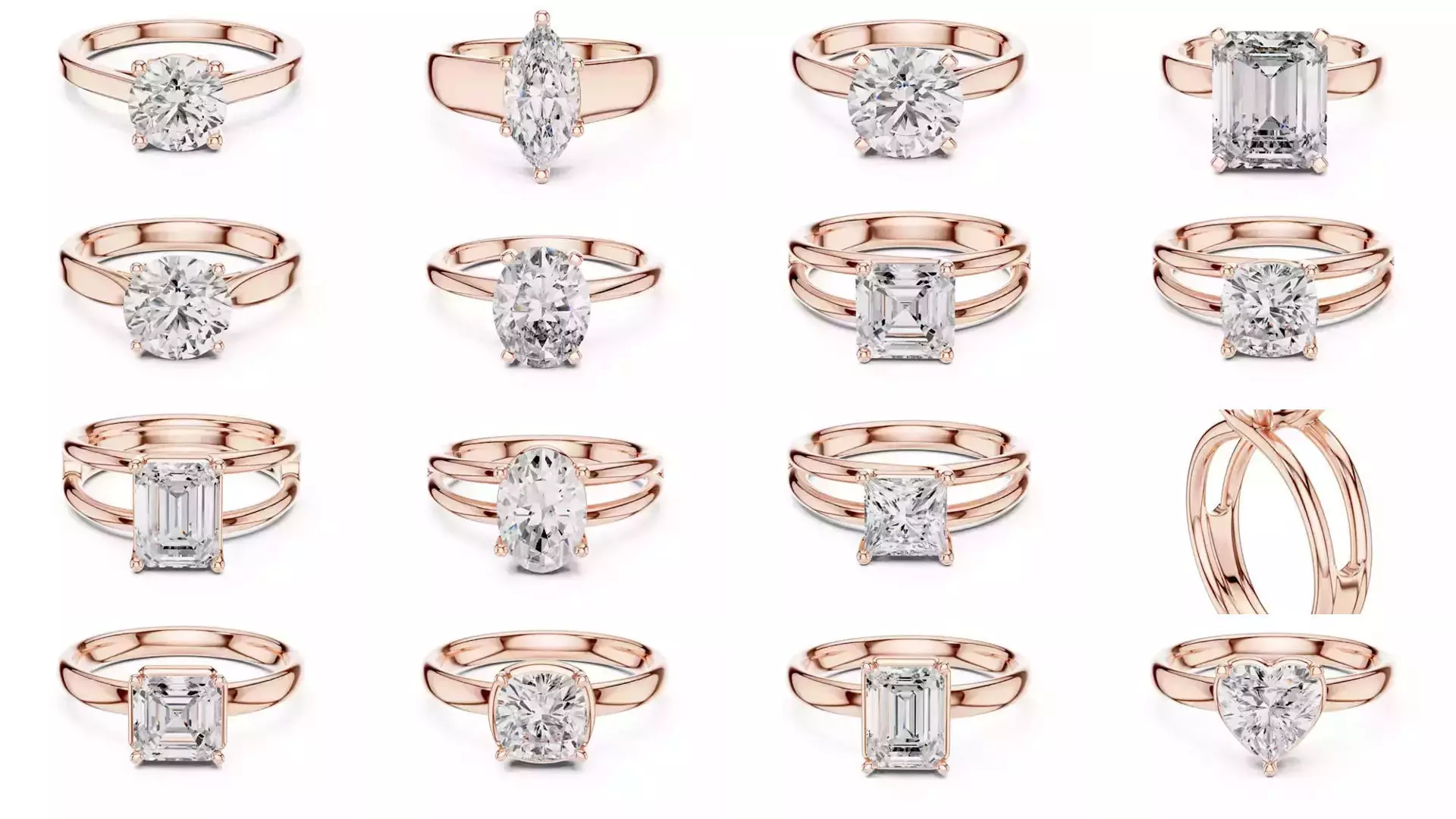 237 Solitaire Diamond Ring 3DM STL OBJ FBX 3 Color Render Video 3D Model Collection_20