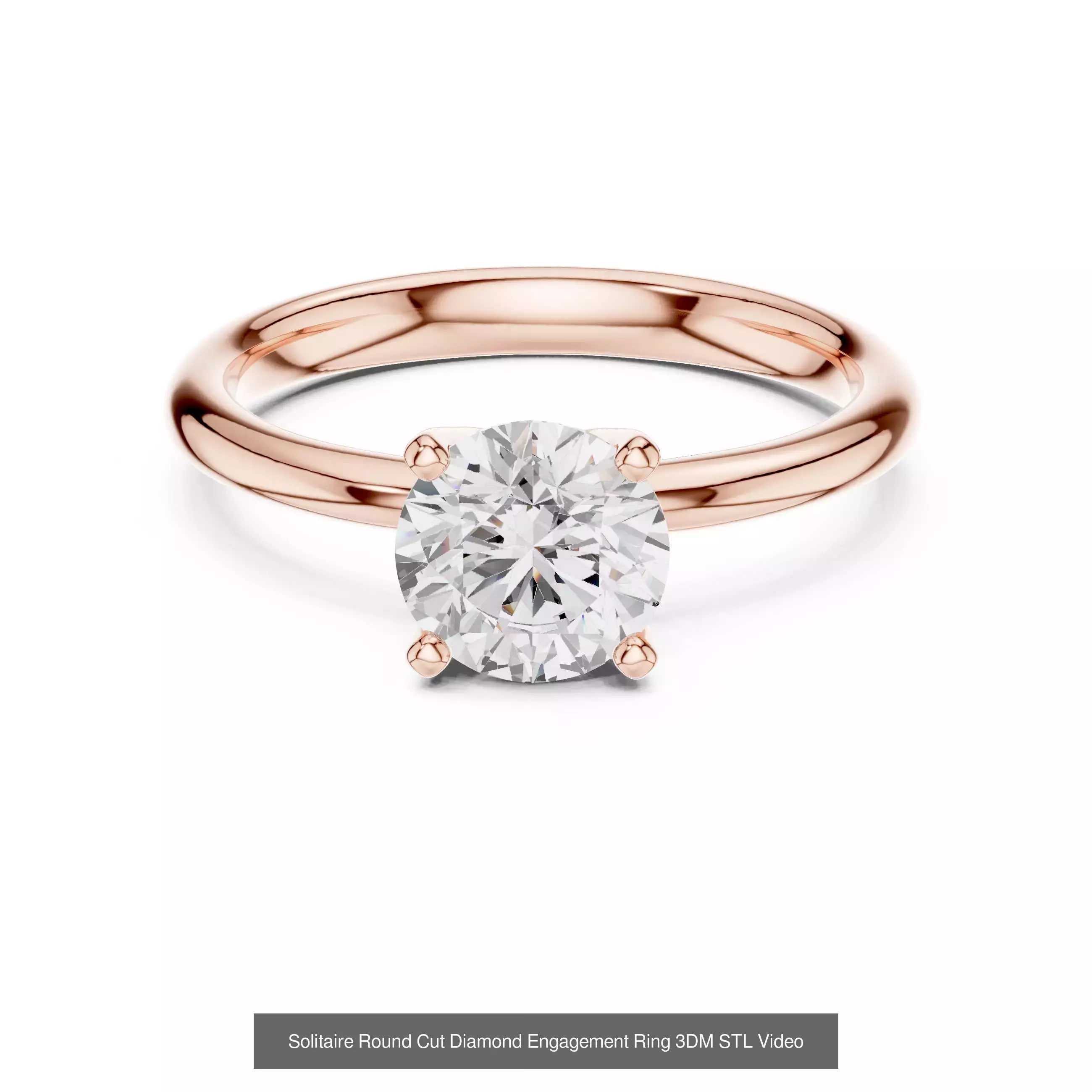 237 Solitaire Diamond Ring 3DM STL OBJ FBX 3 Color Render Video 3D Model Collection_142