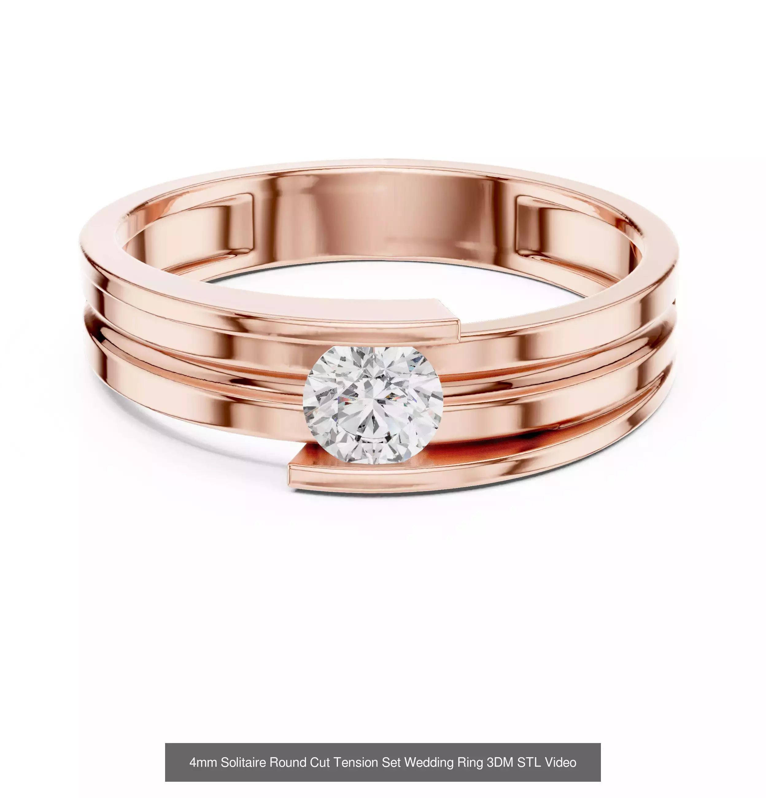 237 Solitaire Diamond Ring 3DM STL OBJ FBX 3 Color Render Video 3D Model Collection_67