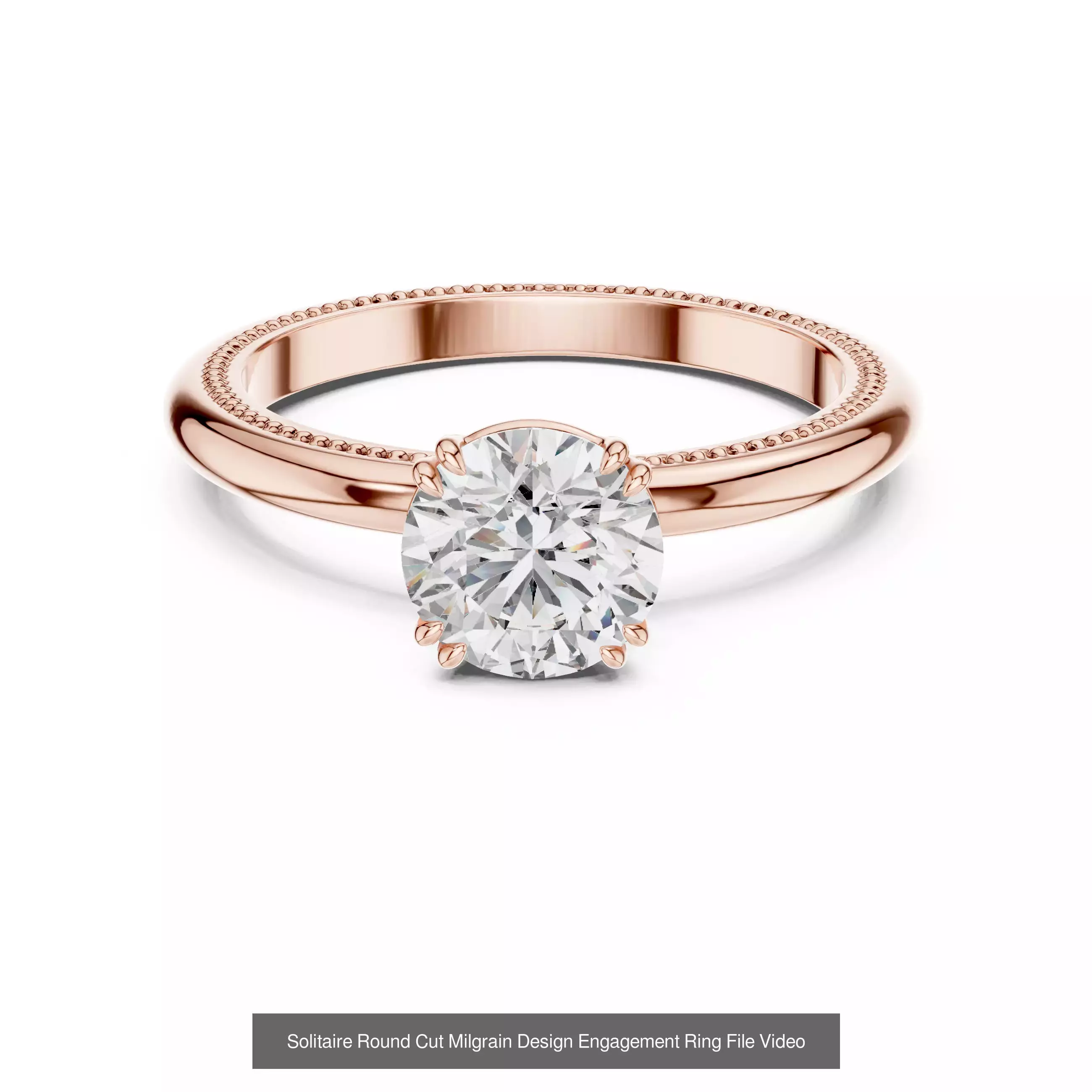 237 Solitaire Diamond Ring 3DM STL OBJ FBX 3 Color Render Video 3D Model Collection_180