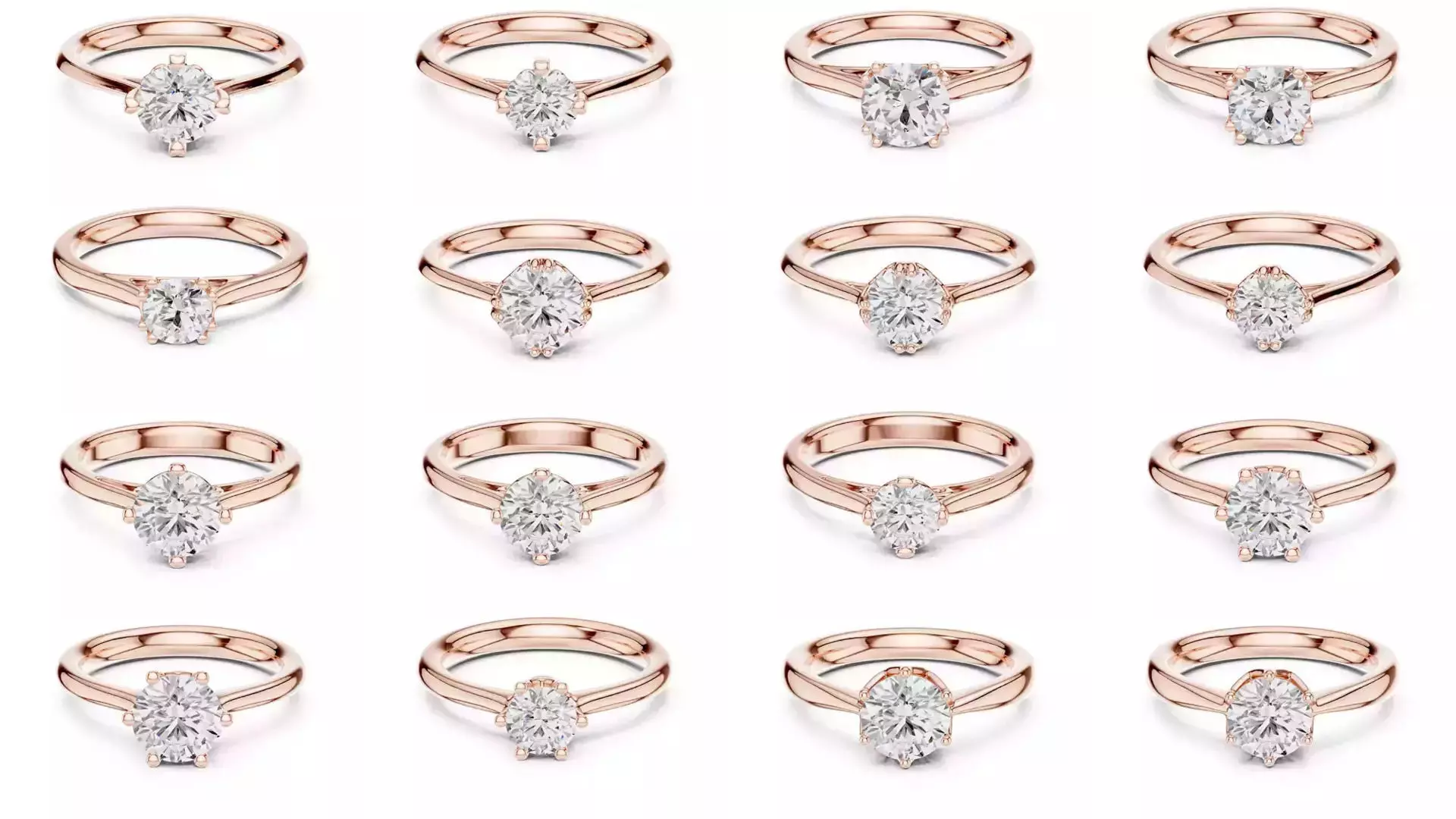 237 Solitaire Diamond Ring 3DM STL OBJ FBX 3 Color Render Video 3D Model Collection_2