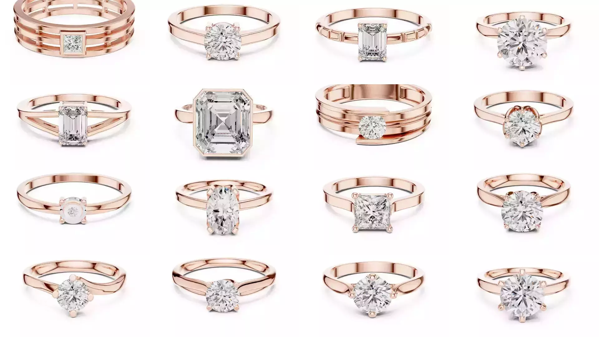 237 Solitaire Diamond Ring 3DM STL OBJ FBX 3 Color Render Video 3D Model Collection_16