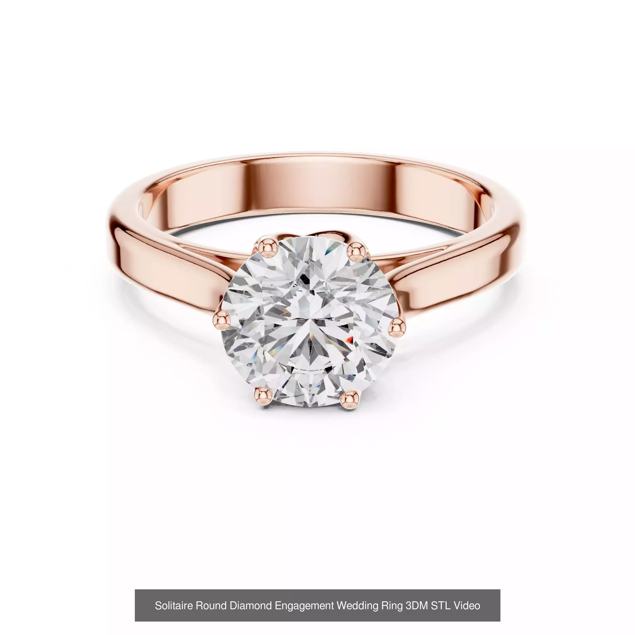 237 Solitaire Diamond Ring 3DM STL OBJ FBX 3 Color Render Video 3D Model Collection_191