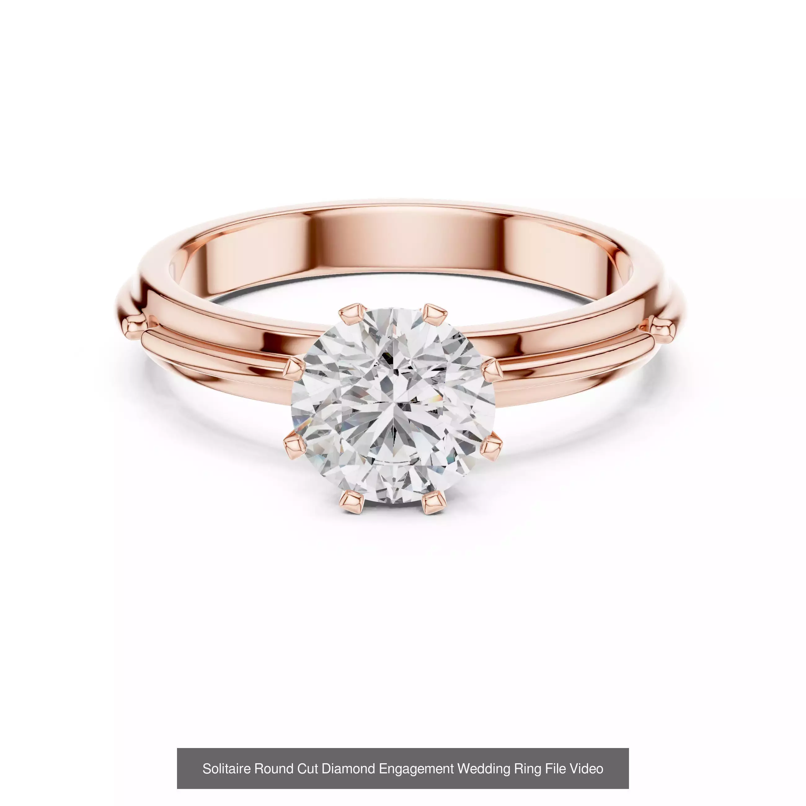 237 Solitaire Diamond Ring 3DM STL OBJ FBX 3 Color Render Video 3D Model Collection_171