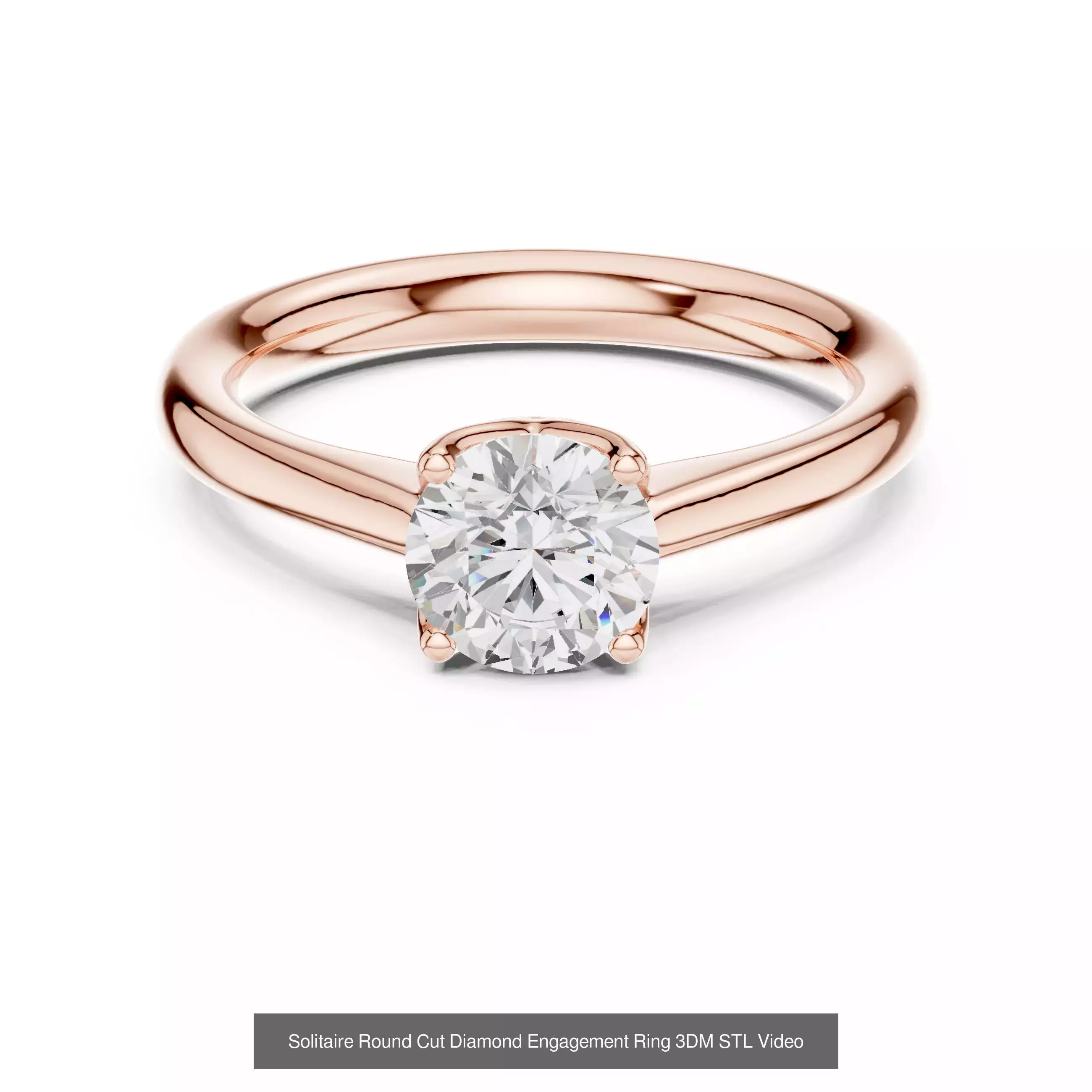 237 Solitaire Diamond Ring 3DM STL OBJ FBX 3 Color Render Video 3D Model Collection_126