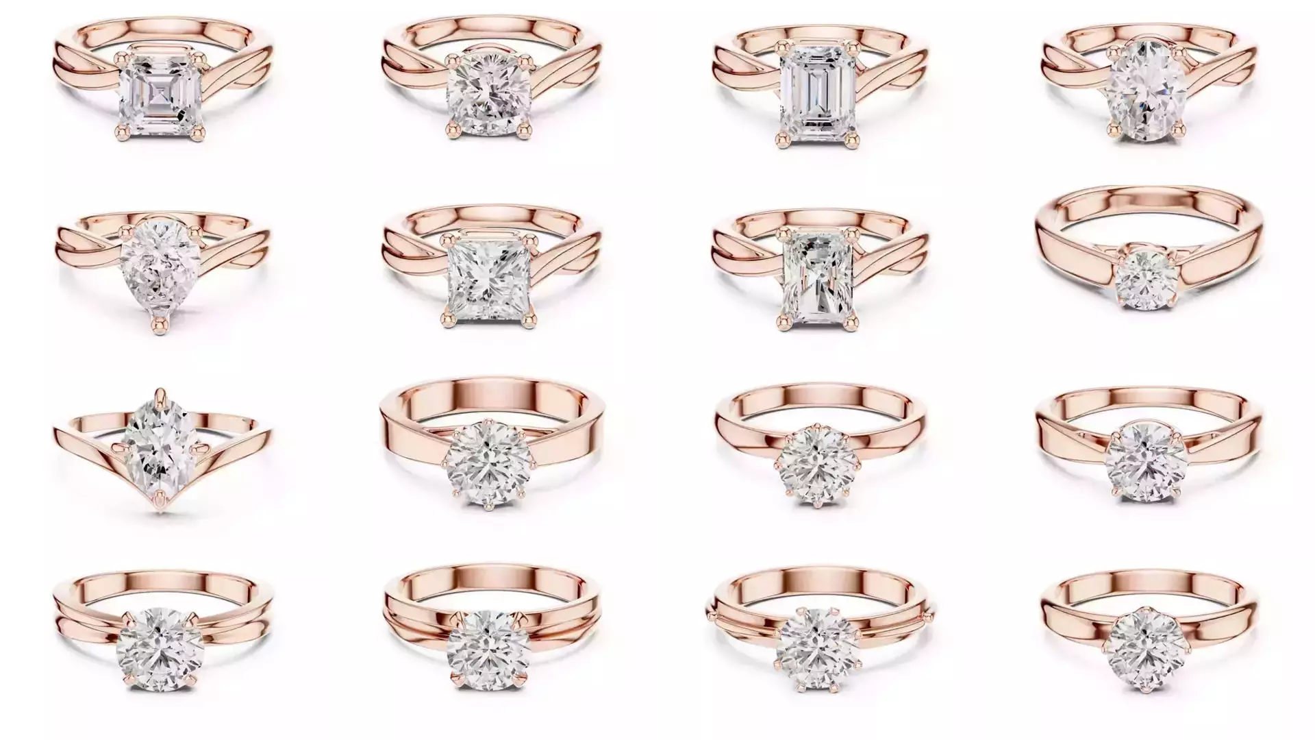 237 Solitaire Diamond Ring 3DM STL OBJ FBX 3 Color Render Video 3D Model Collection_8