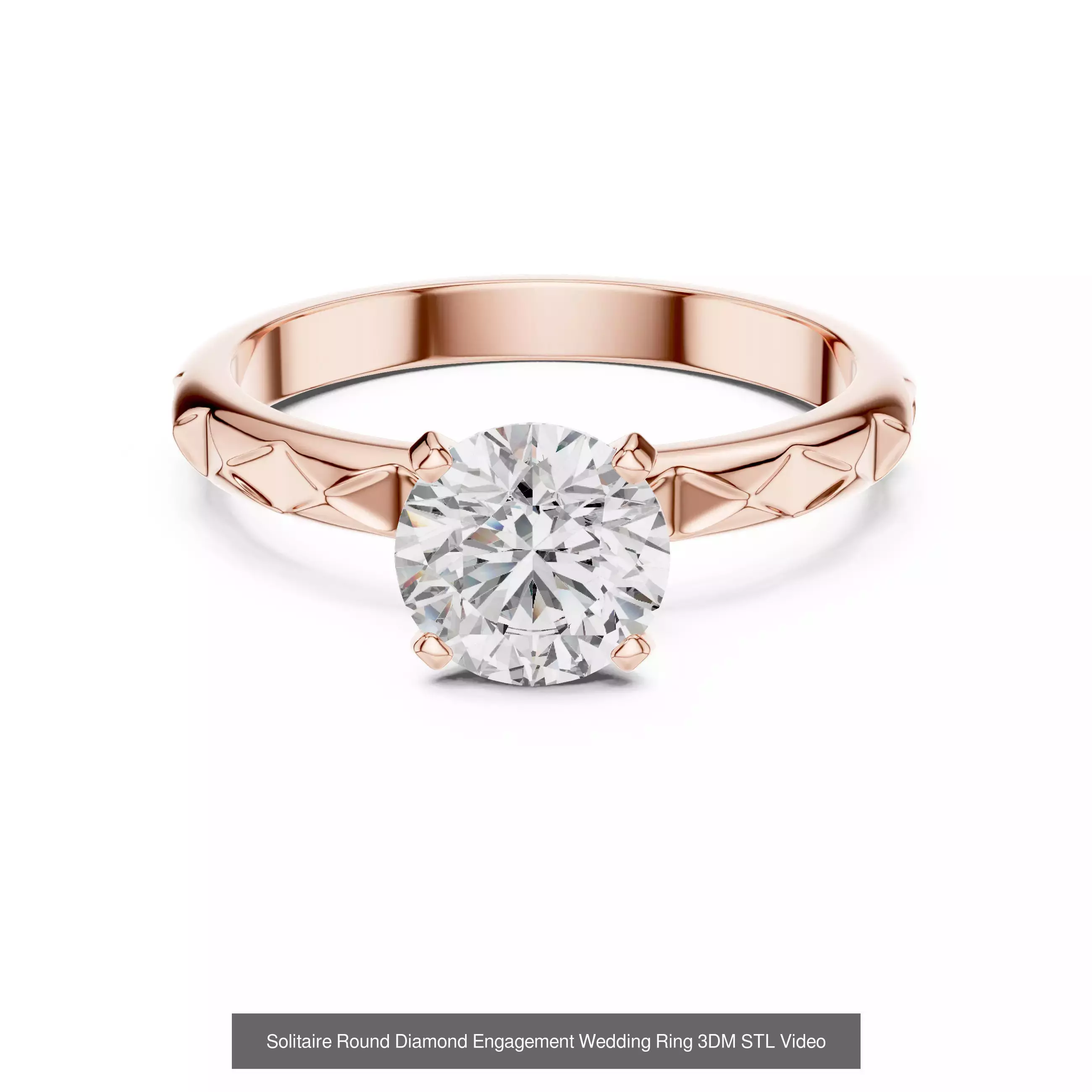 237 Solitaire Diamond Ring 3DM STL OBJ FBX 3 Color Render Video 3D Model Collection_183