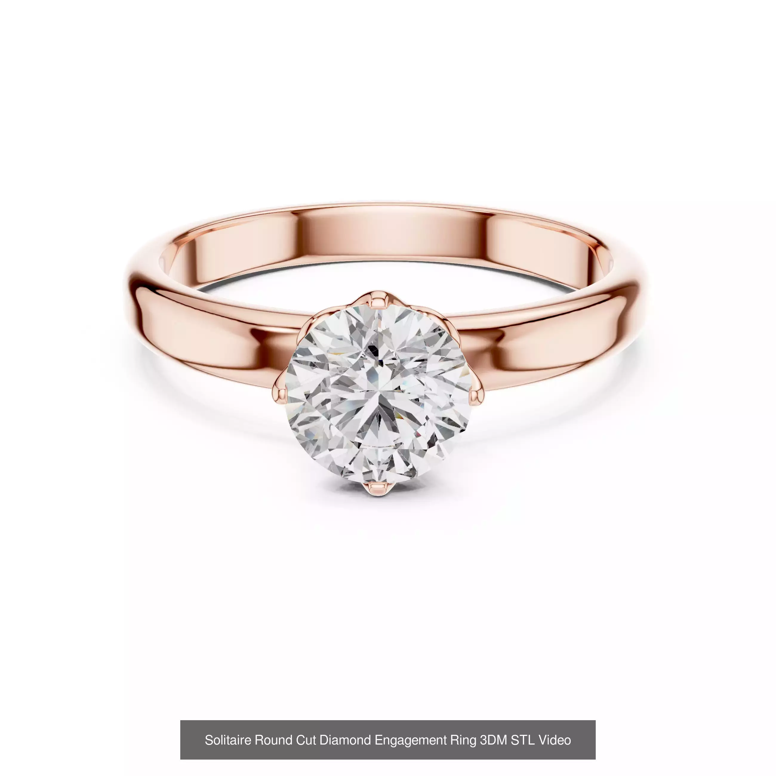 237 Solitaire Diamond Ring 3DM STL OBJ FBX 3 Color Render Video 3D Model Collection_172