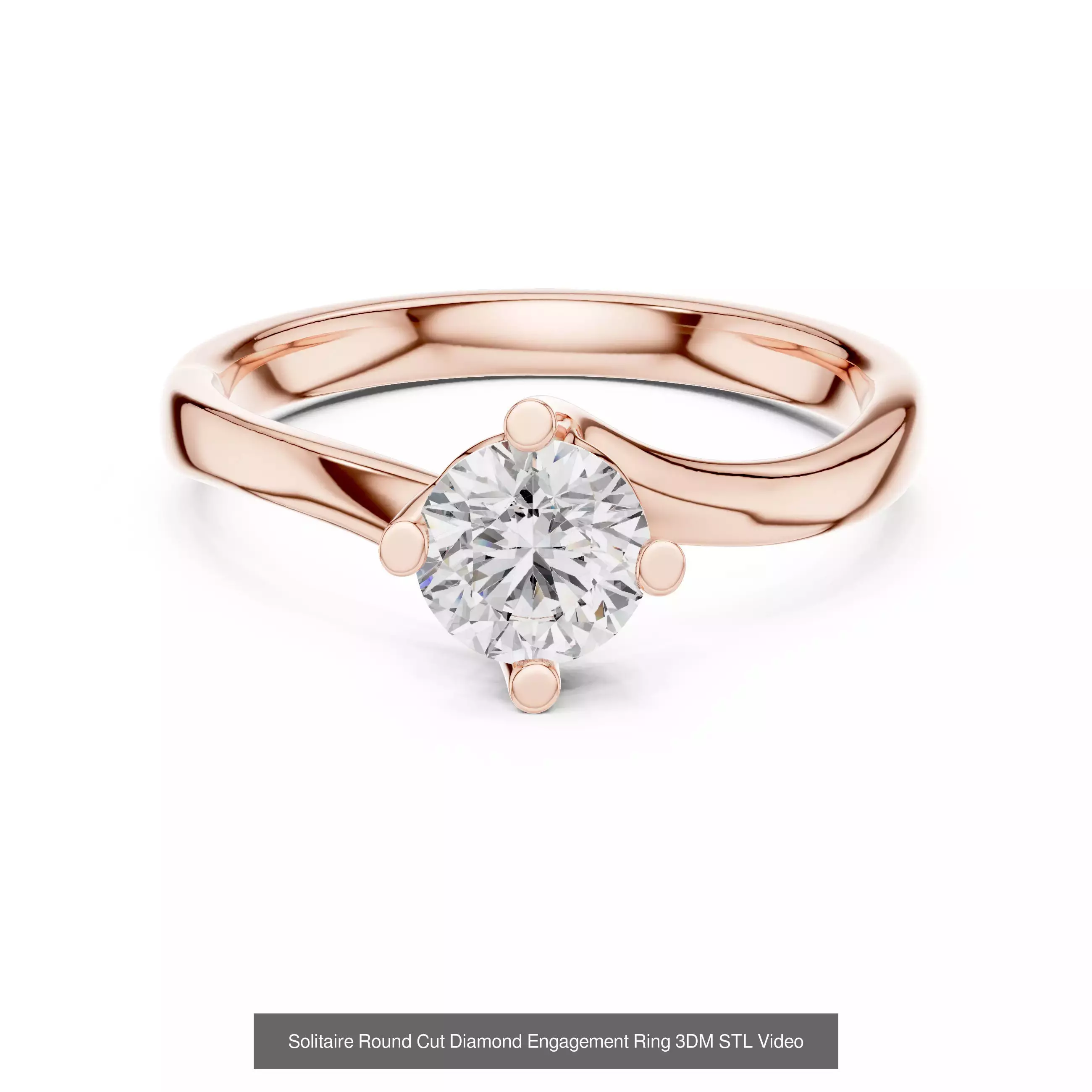 237 Solitaire Diamond Ring 3DM STL OBJ FBX 3 Color Render Video 3D Model Collection_55