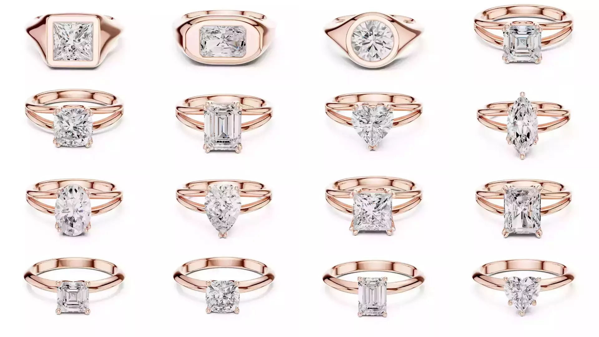 237 Solitaire Diamond Ring 3DM STL OBJ FBX 3 Color Render Video 3D Model Collection_24