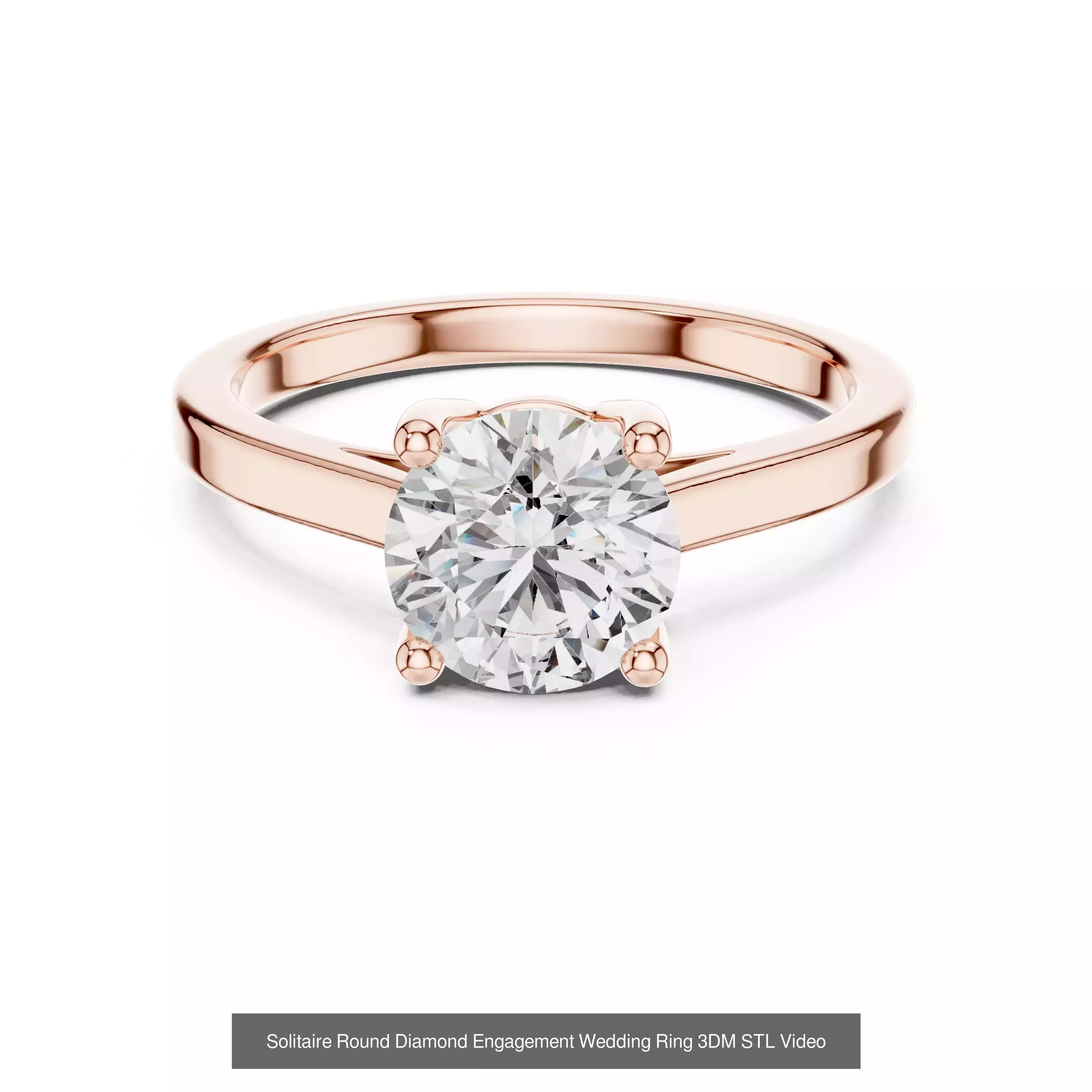 237 Solitaire Diamond Ring 3DM STL OBJ FBX 3 Color Render Video 3D Model Collection_205