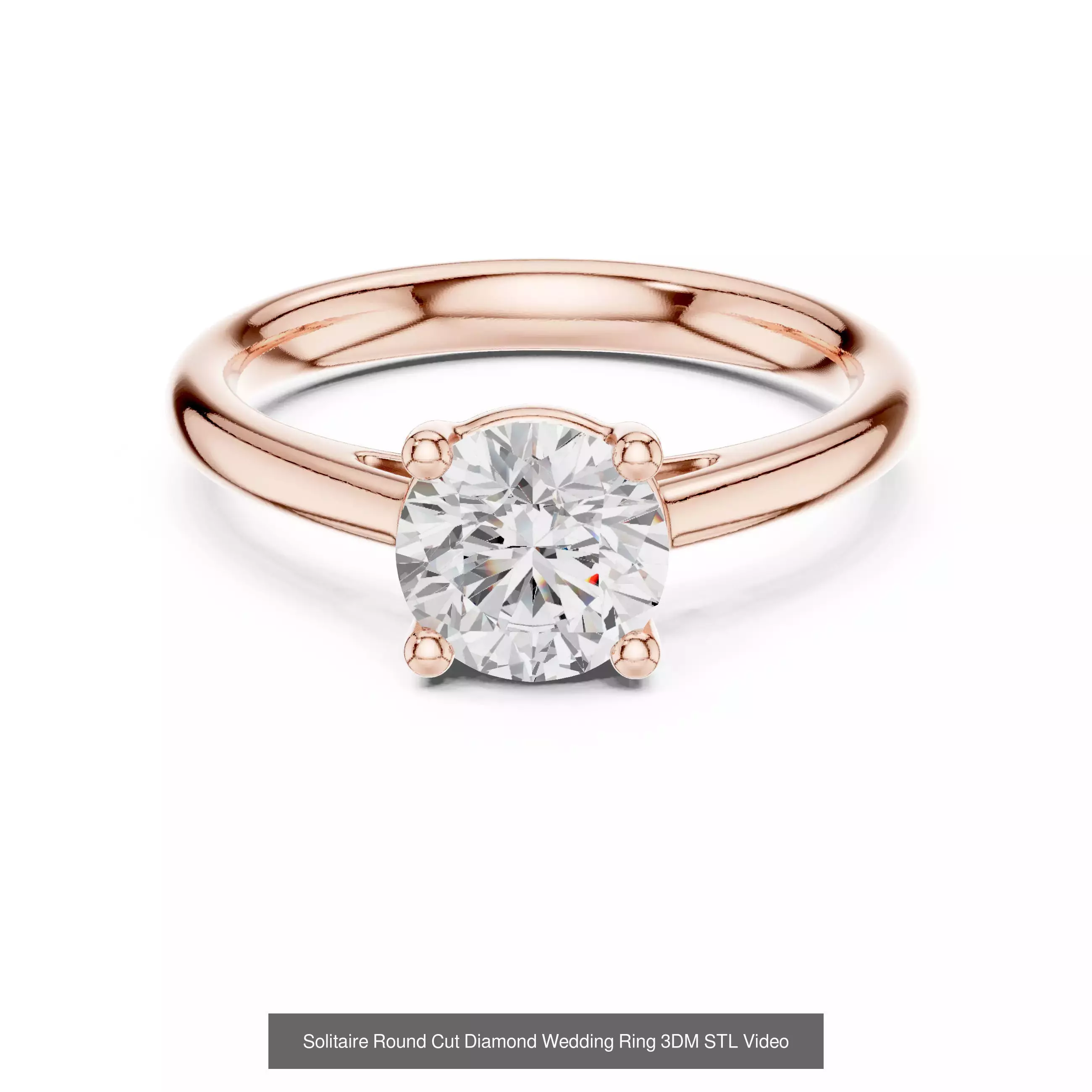 237 Solitaire Diamond Ring 3DM STL OBJ FBX 3 Color Render Video 3D Model Collection_138