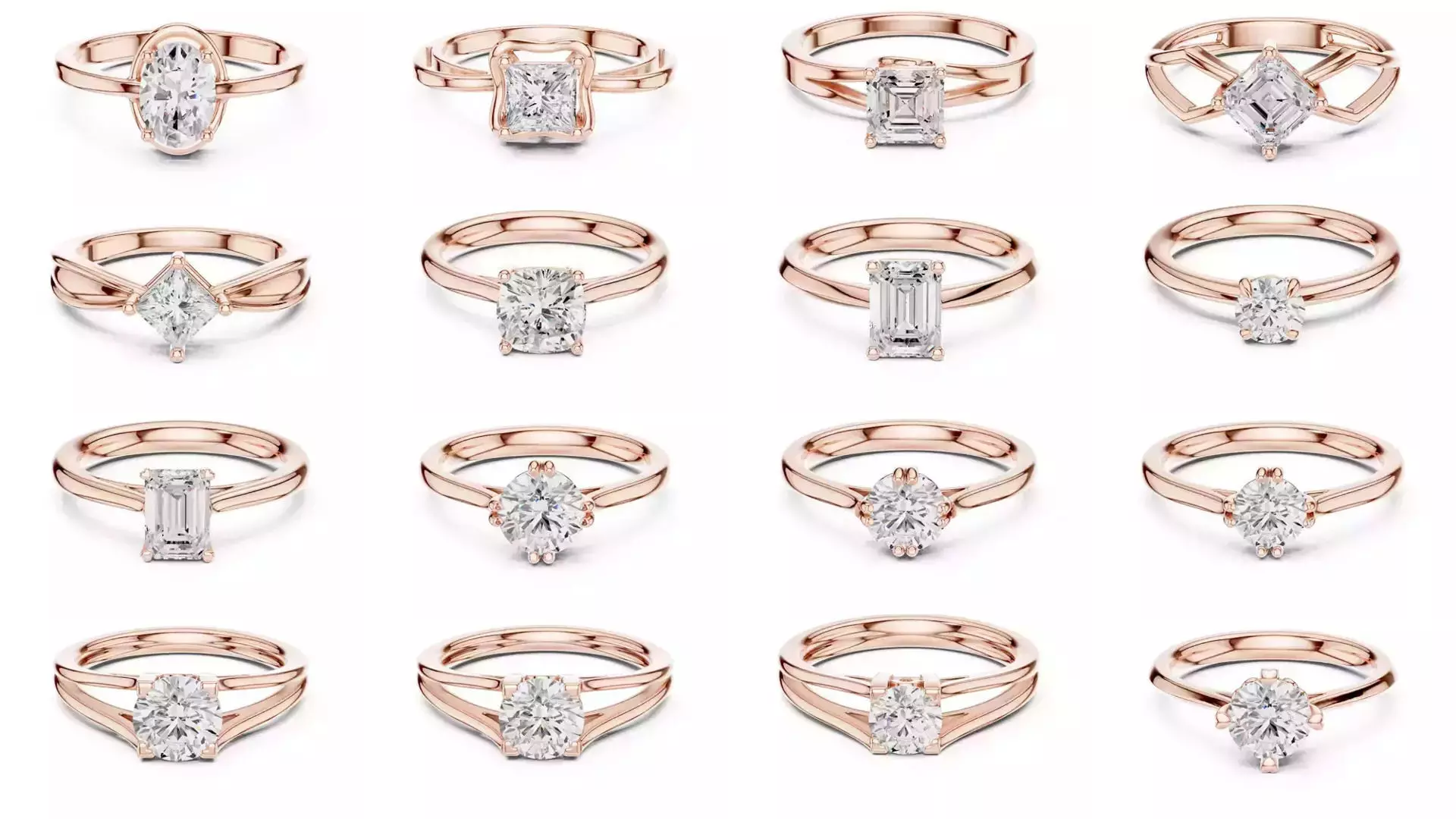237 Solitaire Diamond Ring 3DM STL OBJ FBX 3 Color Render Video 3D Model Collection_0