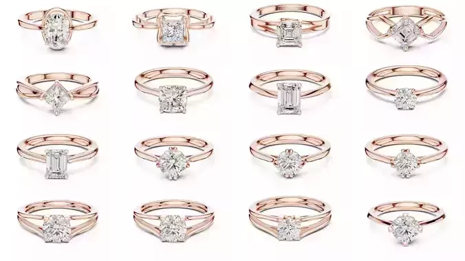 237 Solitaire Diamond Ring 3DM STL OBJ FBX 3 Color Render Video 3D Model Collection