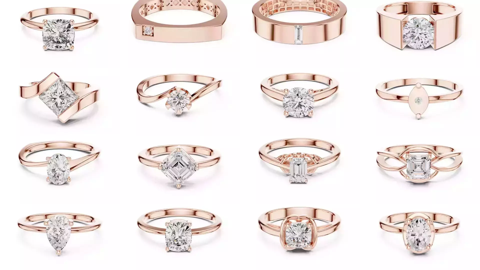 237 Solitaire Diamond Ring 3DM STL OBJ FBX 3 Color Render Video 3D Model Collection_27