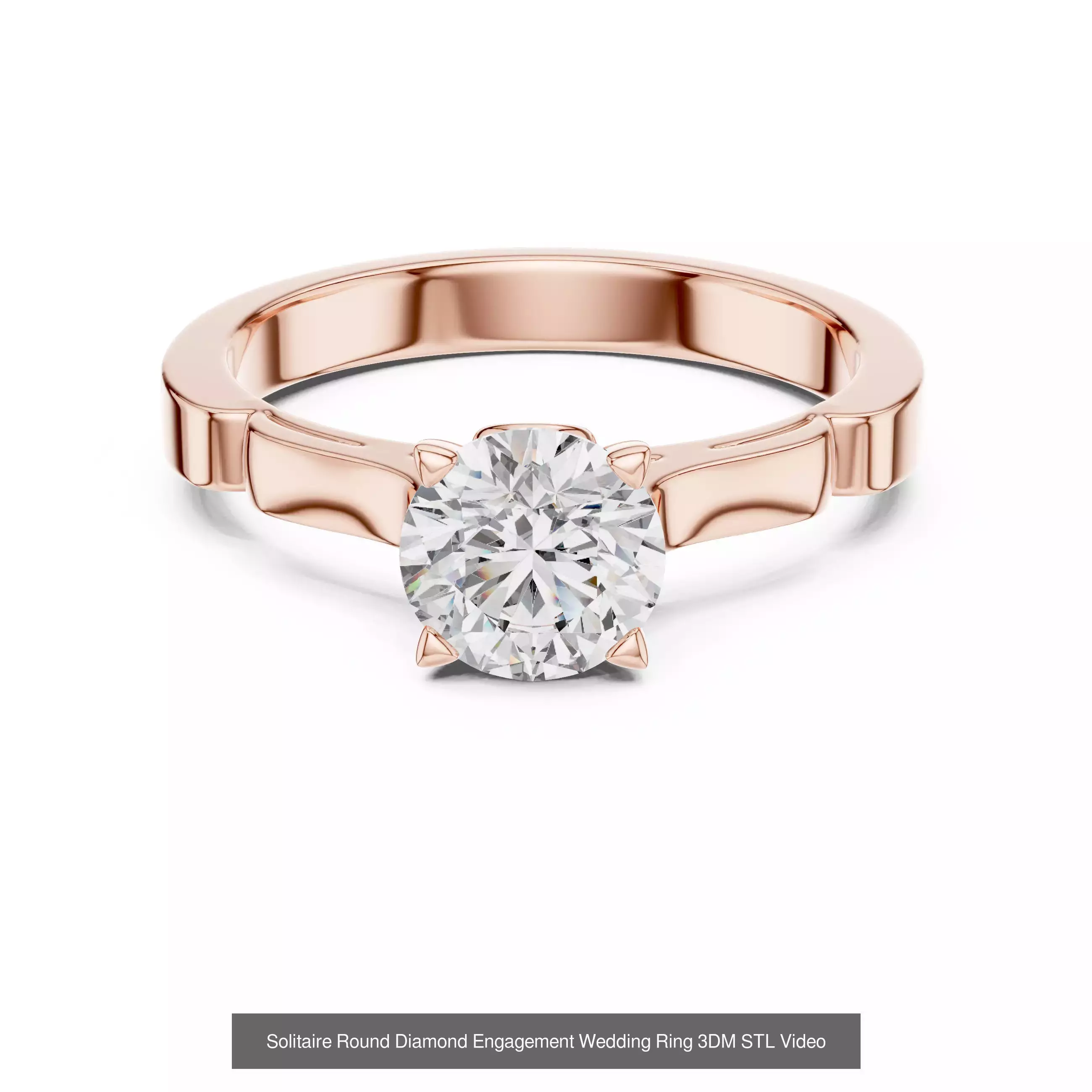 237 Solitaire Diamond Ring 3DM STL OBJ FBX 3 Color Render Video 3D Model Collection_173