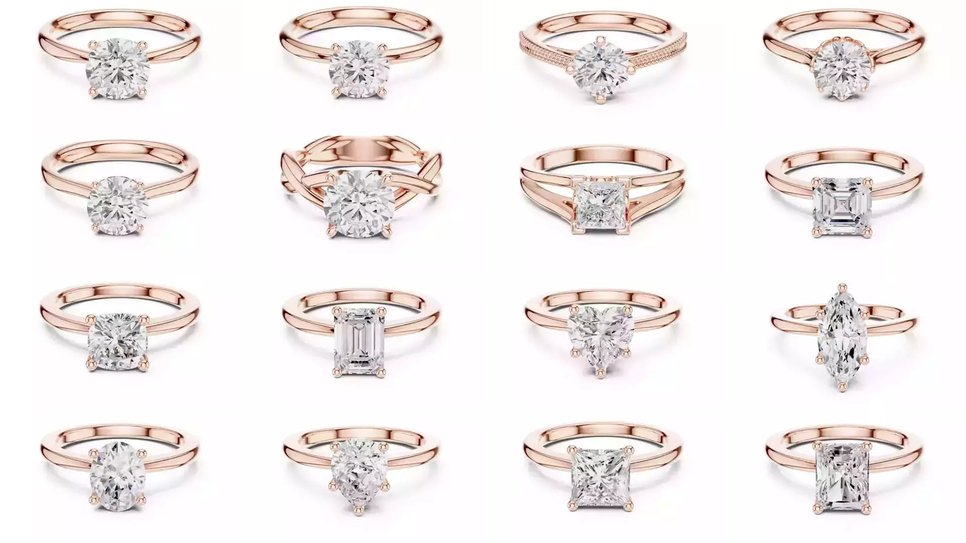 237 Solitaire Diamond Ring 3DM STL OBJ FBX 3 Color Render Video 3D Model Collection_6