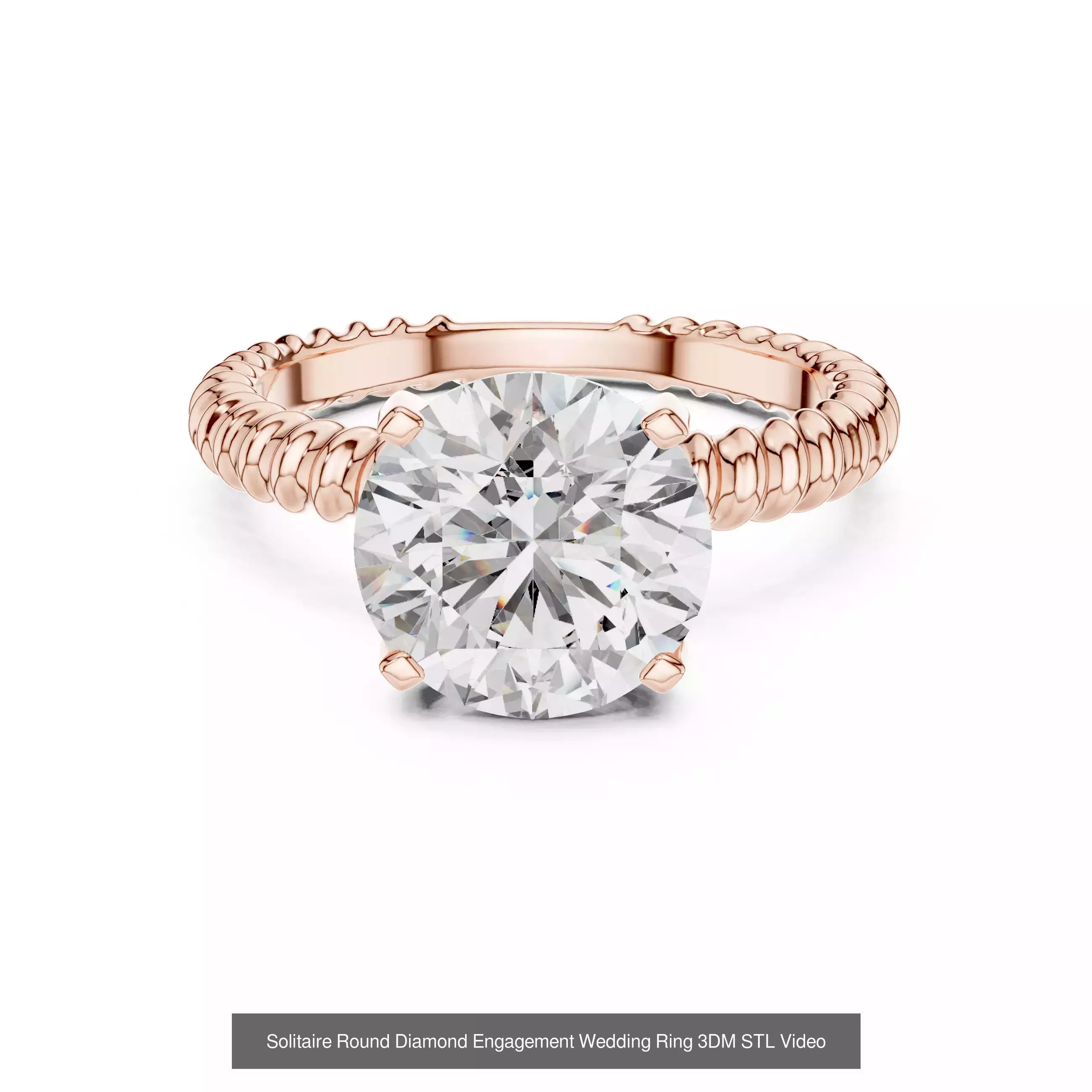 237 Solitaire Diamond Ring 3DM STL OBJ FBX 3 Color Render Video 3D Model Collection_188