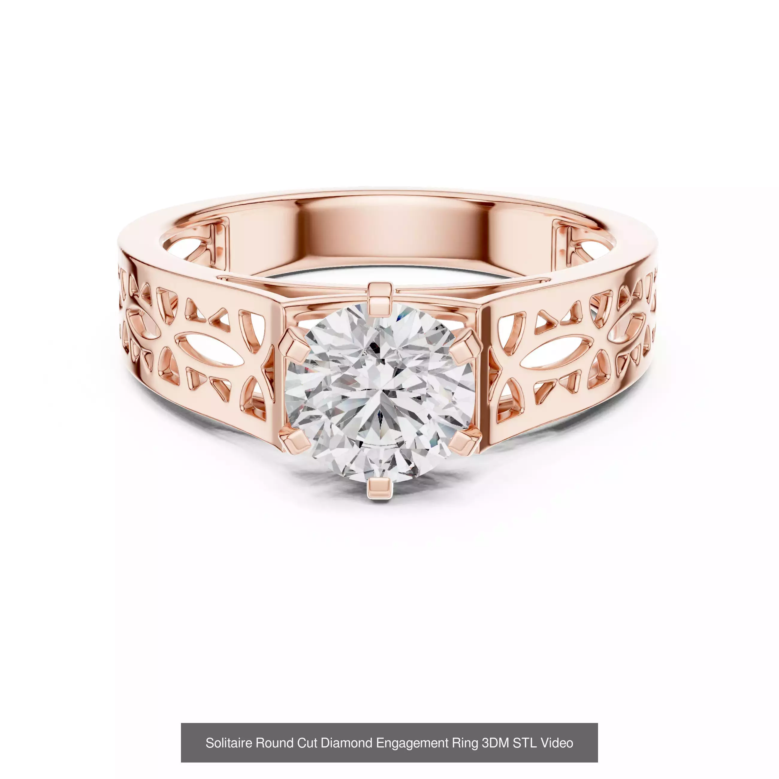 237 Solitaire Diamond Ring 3DM STL OBJ FBX 3 Color Render Video 3D Model Collection_193