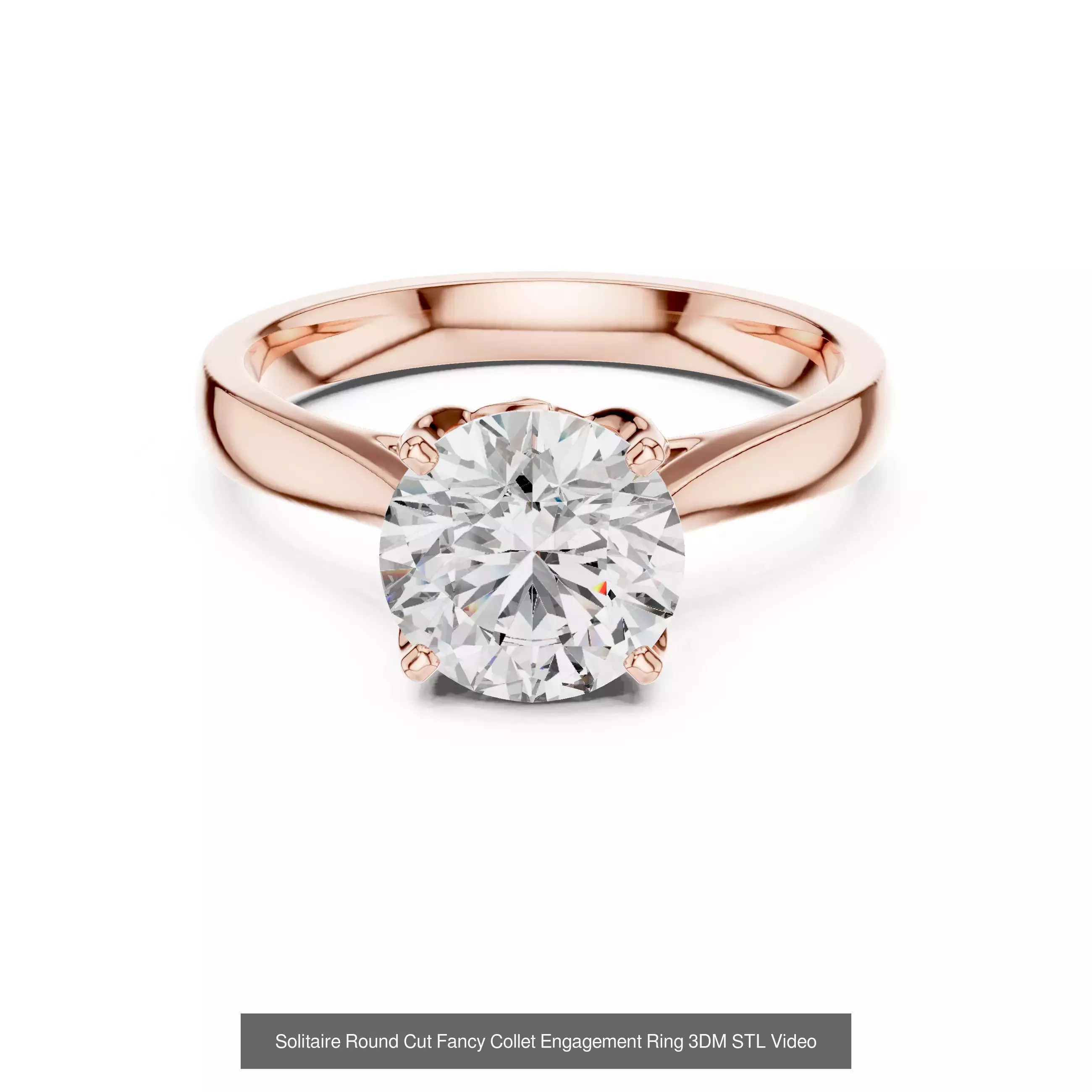 237 Solitaire Diamond Ring 3DM STL OBJ FBX 3 Color Render Video 3D Model Collection_72