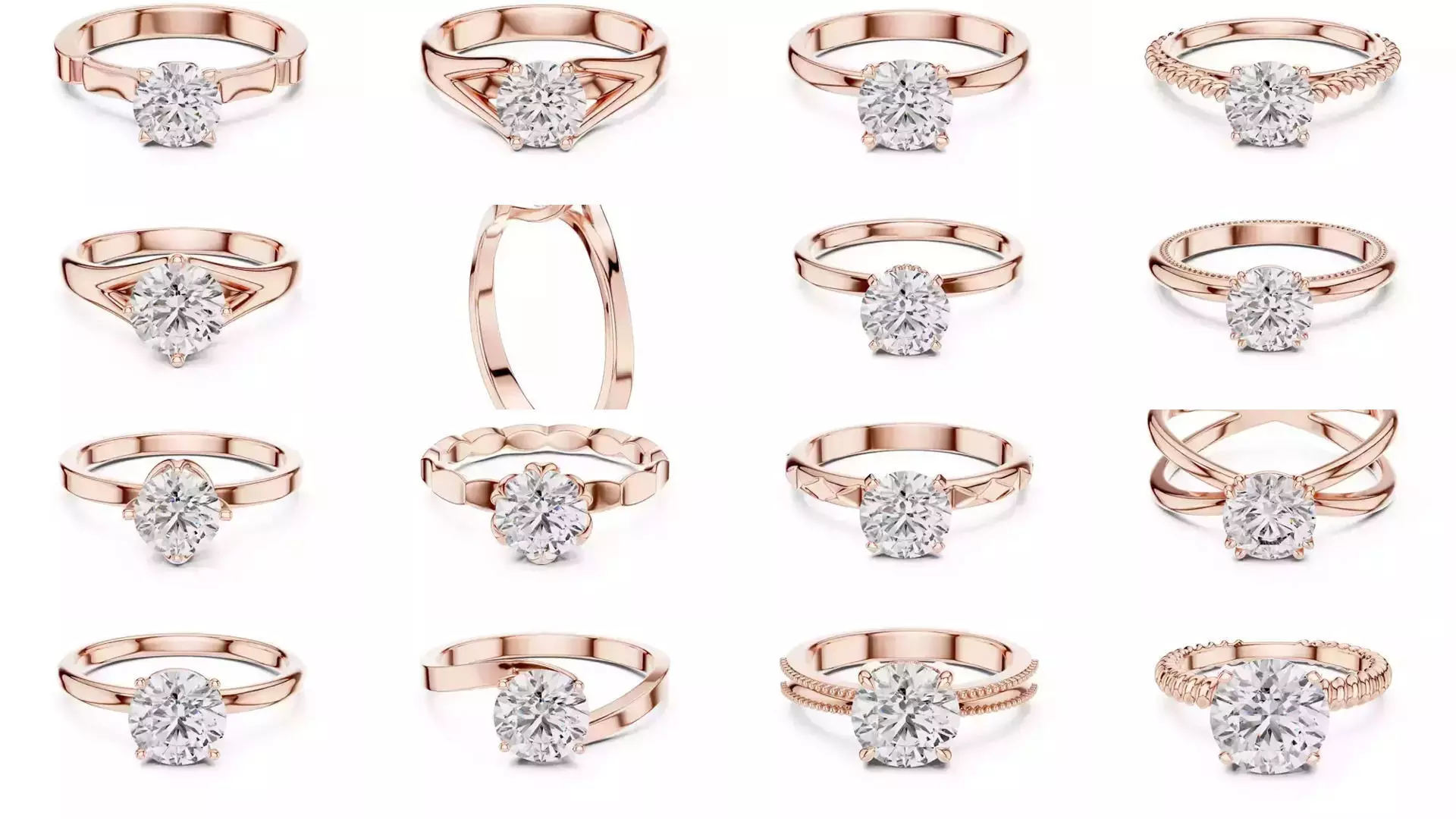 237 Solitaire Diamond Ring 3DM STL OBJ FBX 3 Color Render Video 3D Model Collection_12