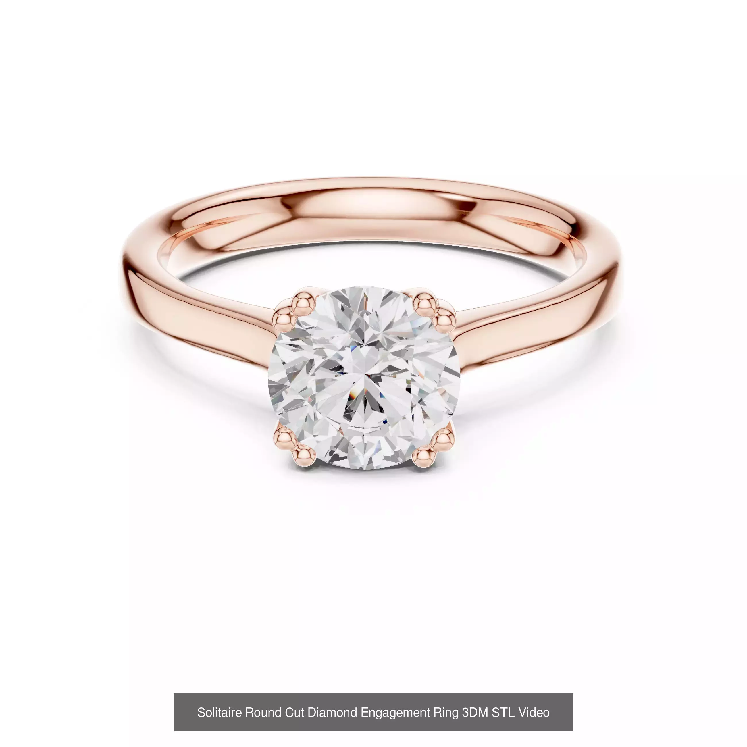 237 Solitaire Diamond Ring 3DM STL OBJ FBX 3 Color Render Video 3D Model Collection_140